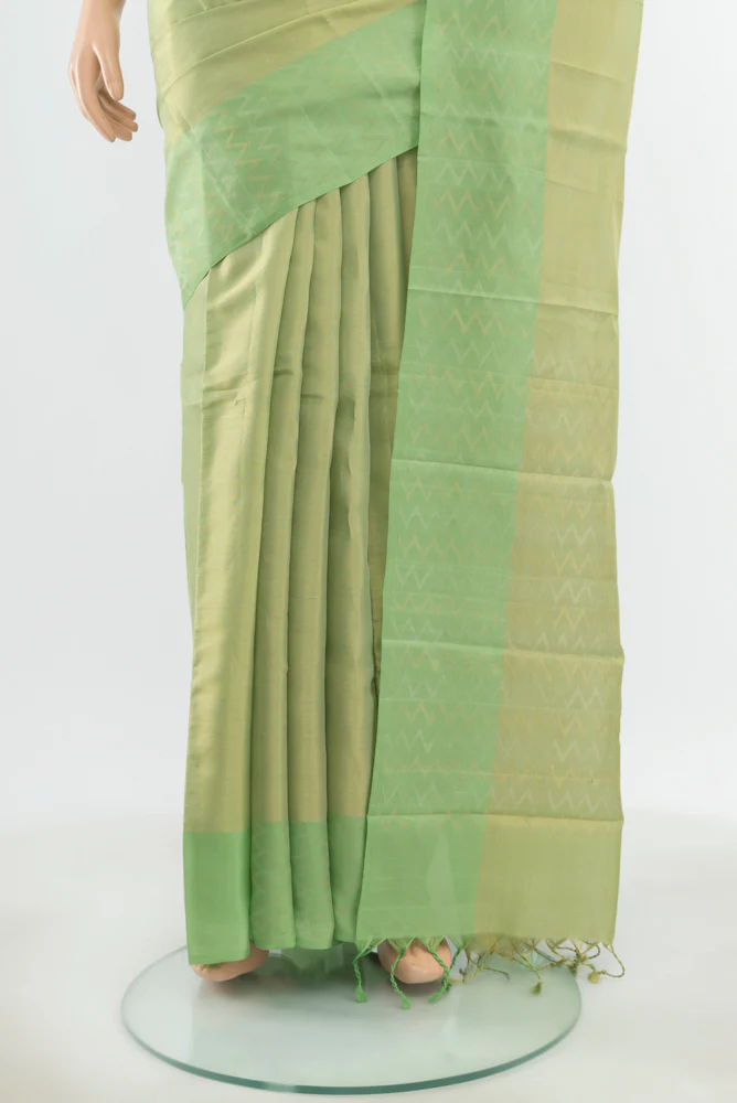 Gold with Light Green Color Soft Silk Saree - Image 2