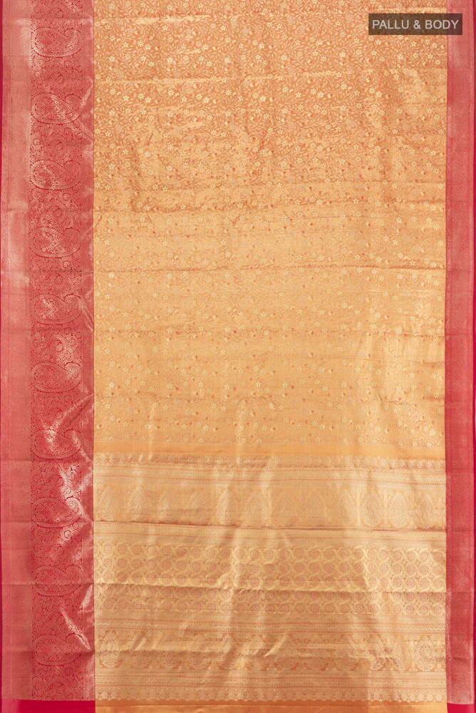 Golden Dual Tone Kanjivaram Tissue Silk Saree - Image 5