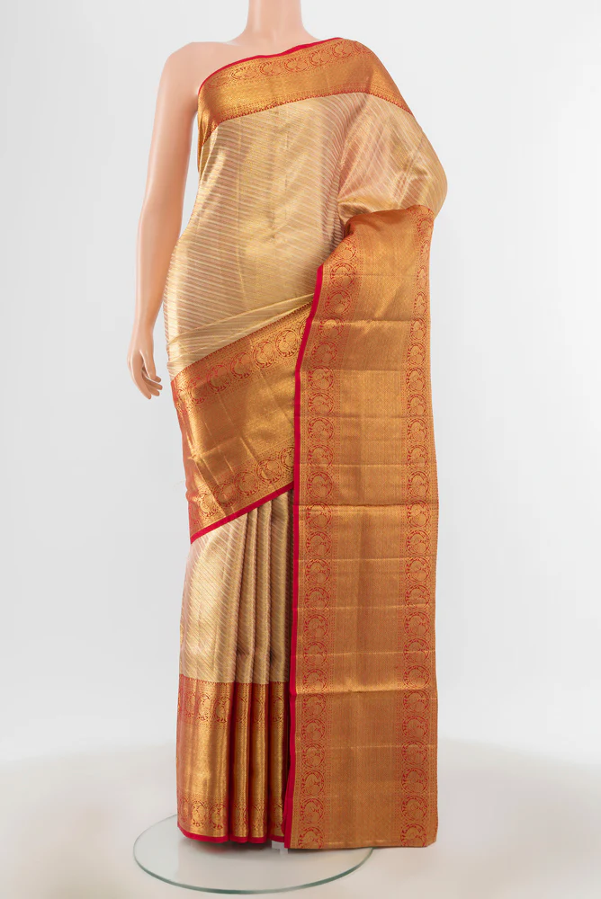 Golden Dual Tone Kanjivaram Tissue Silk Saree