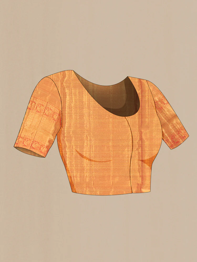 Golden Dual Tone Kanjivaram Tissue Silk Saree - Image 4