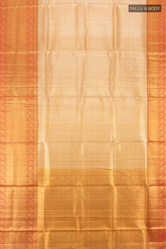 Golden Dual Tone Kanjivaram Tissue Silk Saree - Image 5