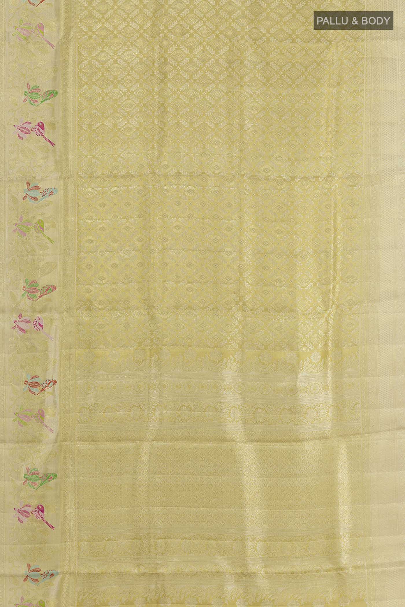 Pure Silk Pure Zari Golden Kanjivaram Tissue Saree - Image 5