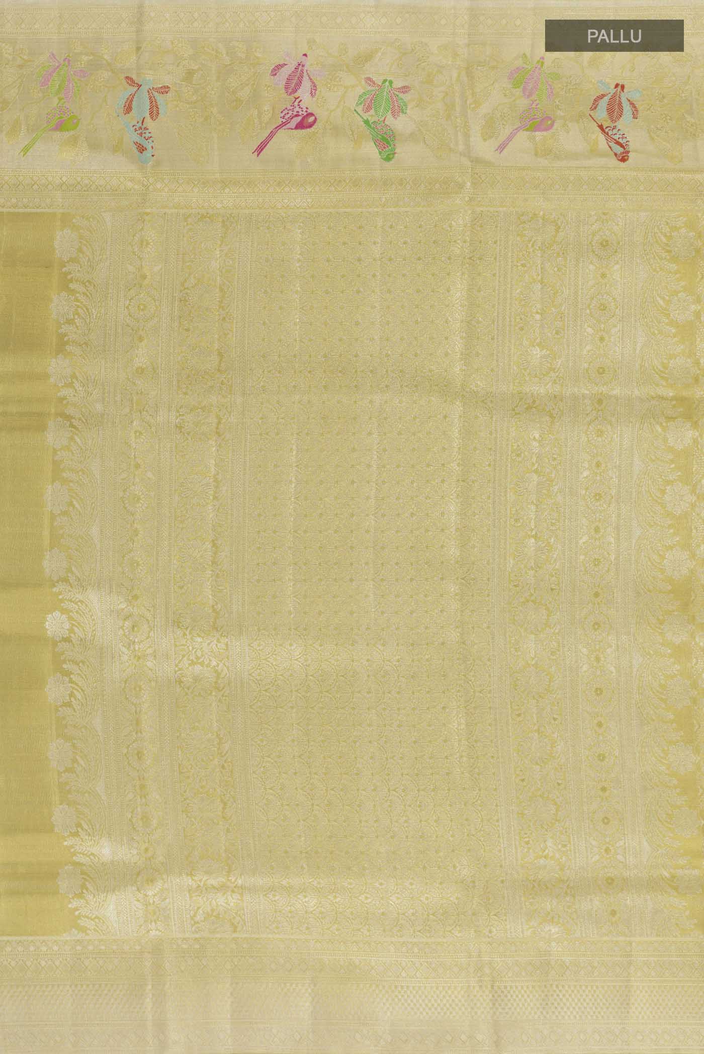 Pure Silk Pure Zari Golden Kanjivaram Tissue Saree - Image 6