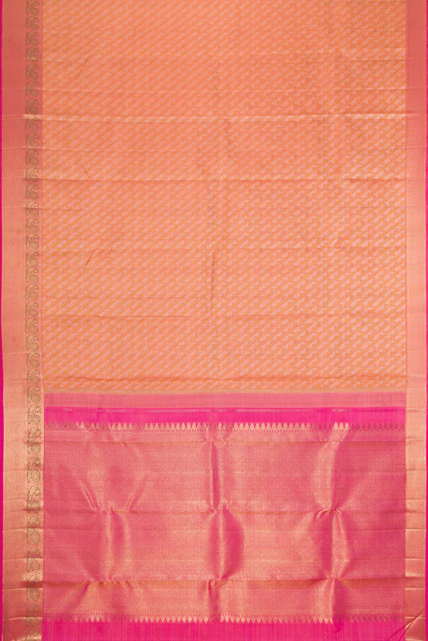 Pure Silk Pure Zari Peach Kanchipuram Saree - Image 6