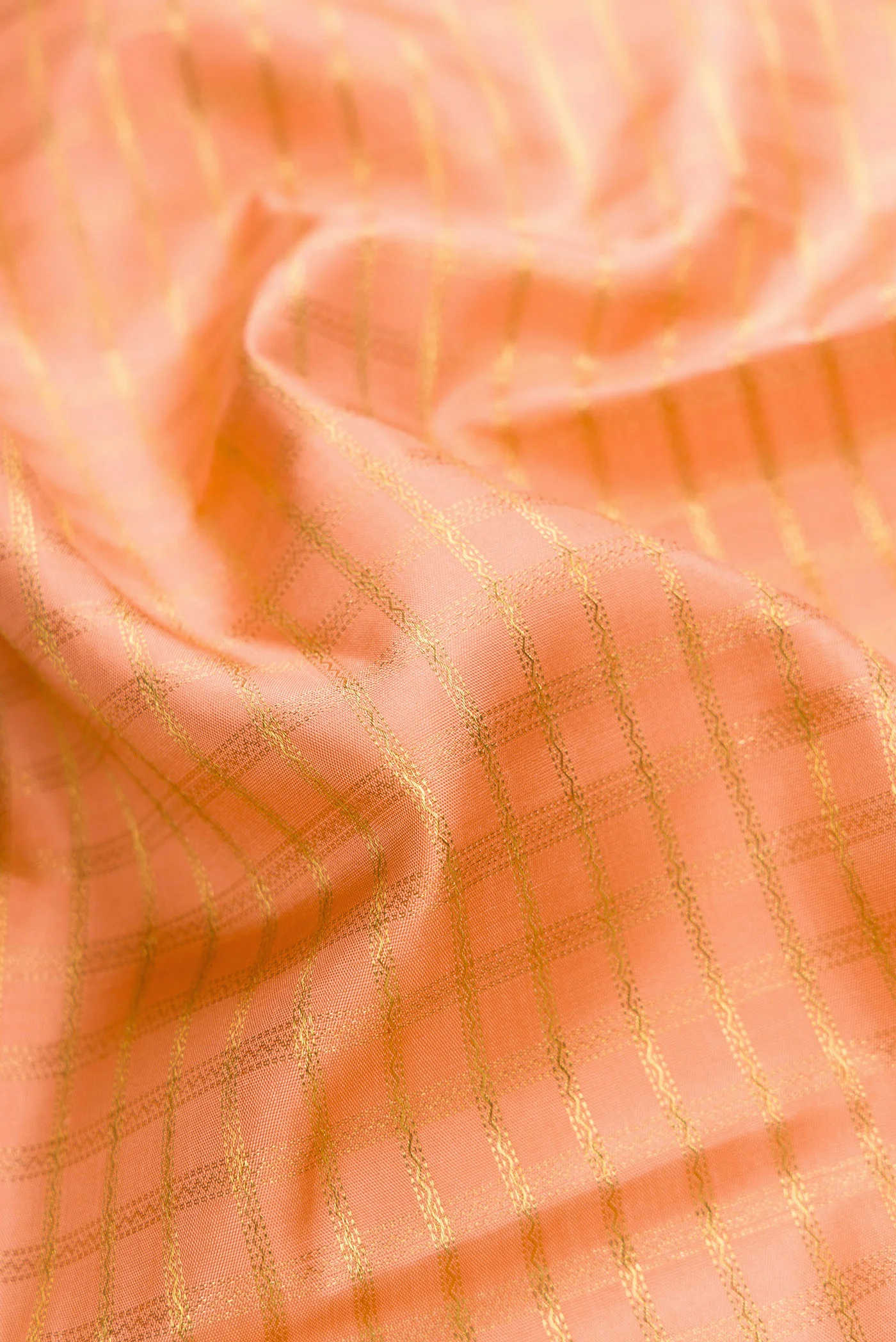 Pure Silk Pure Zari Peach Kanjivaram Saree - Image 2