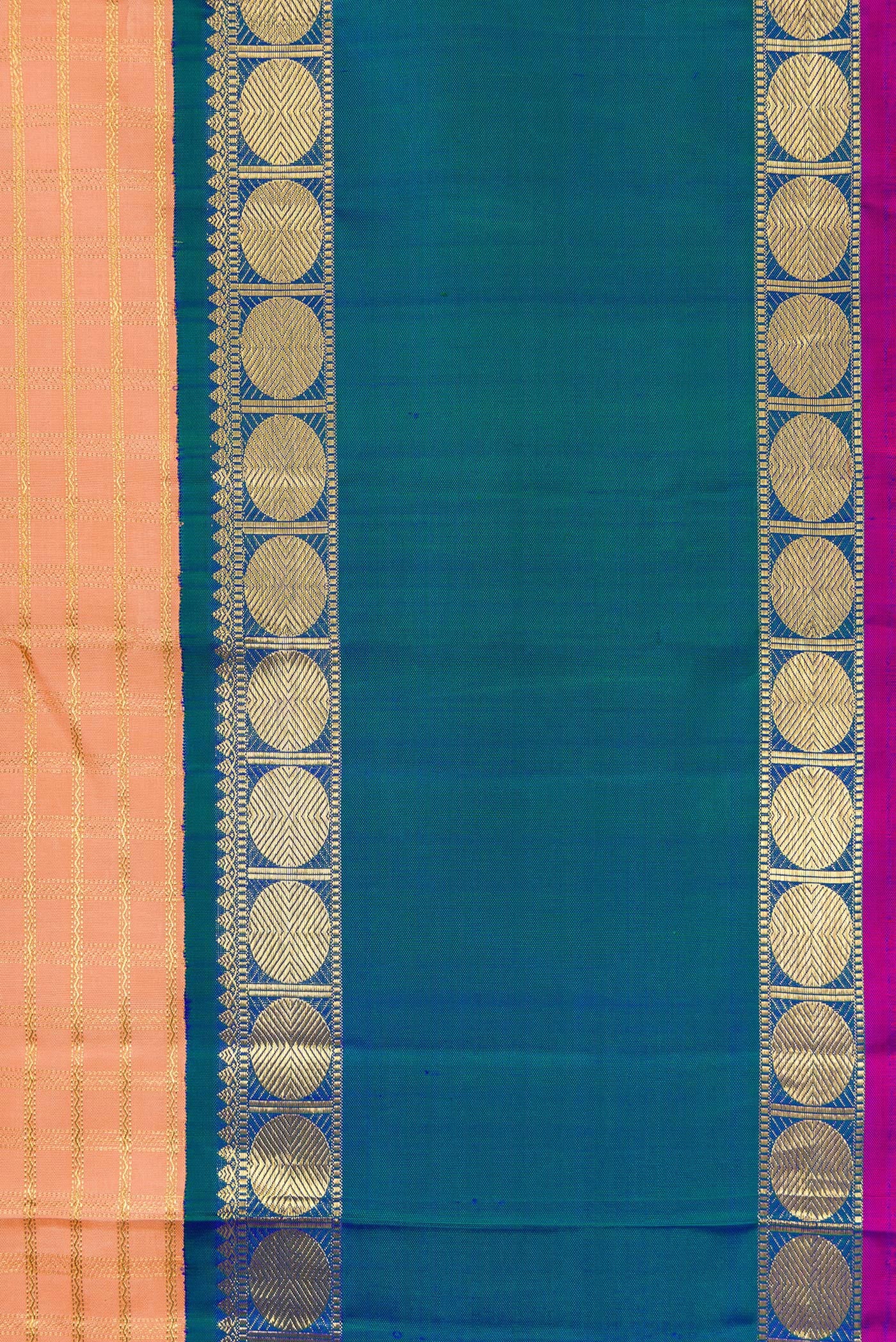 Pure Silk Pure Zari Peach Kanjivaram Saree - Image 3