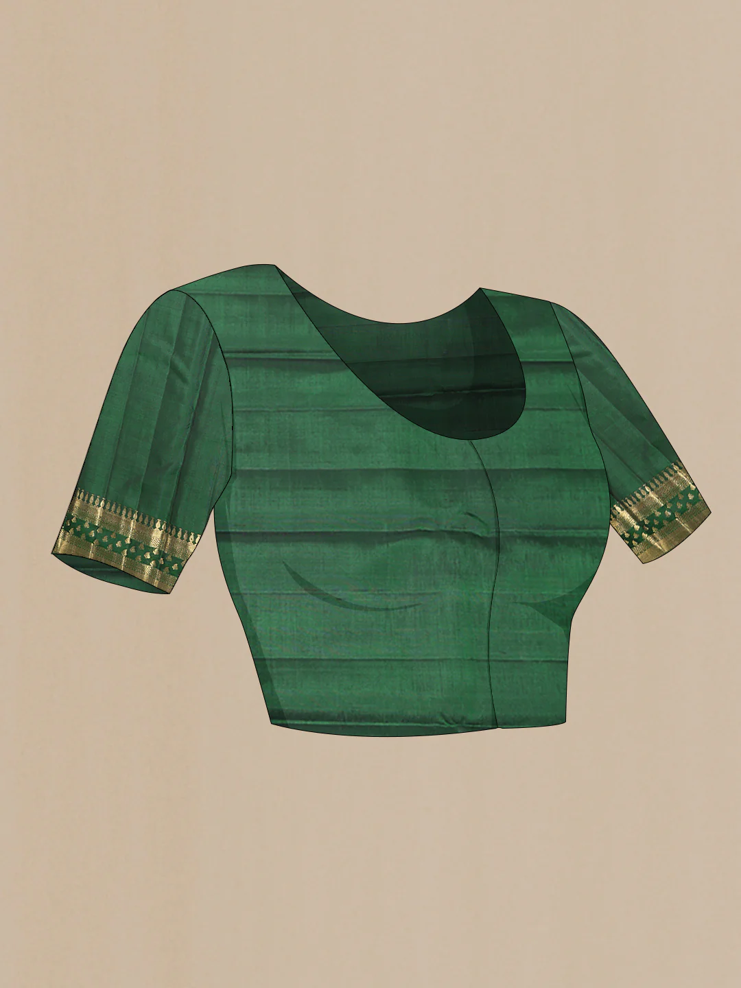 Pure Silk Pure Zari Green Dual Tone Kanchipuram Saree - Image 5