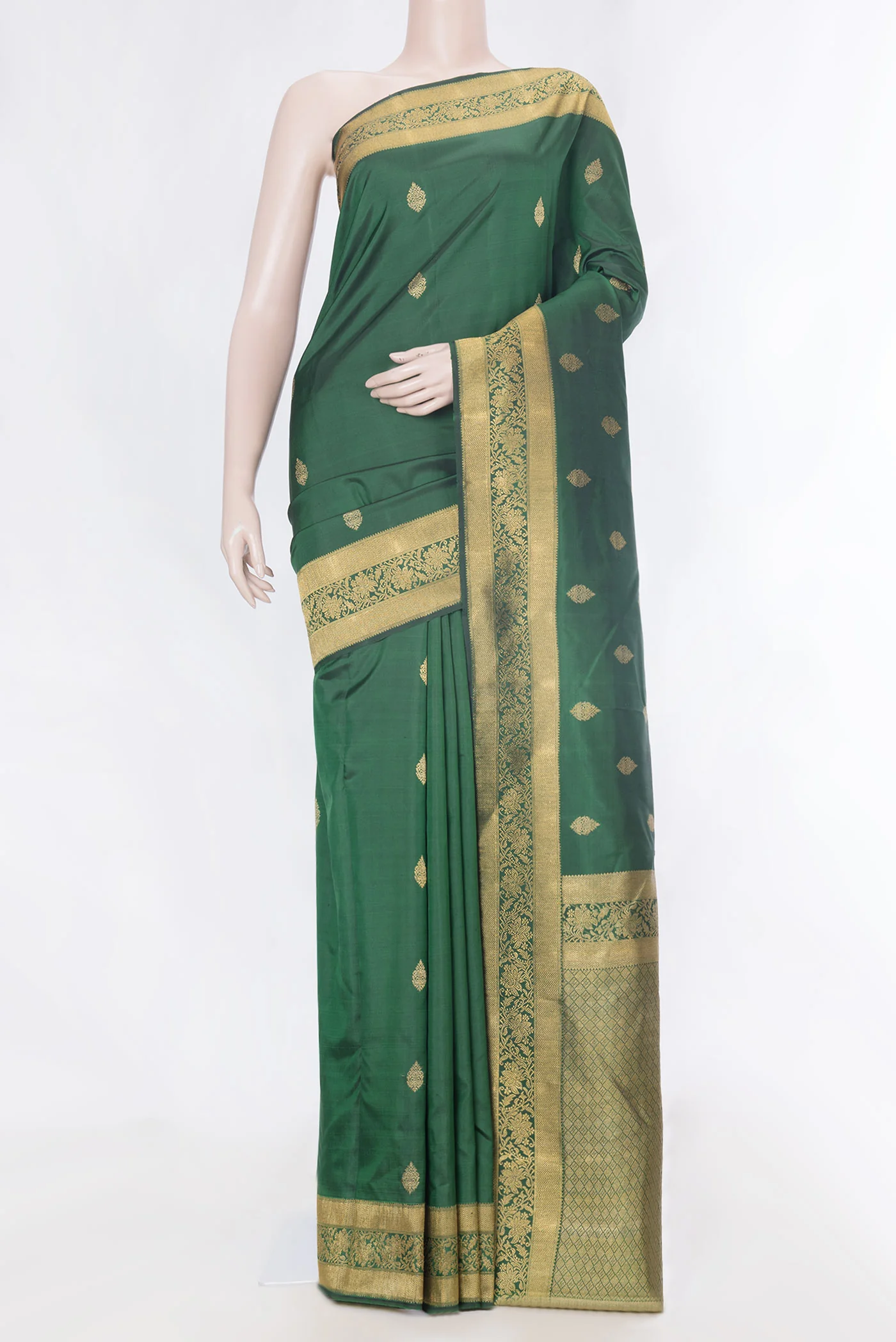Pure Silk Pure Zari Green Dual Tone Kanjivaram Saree