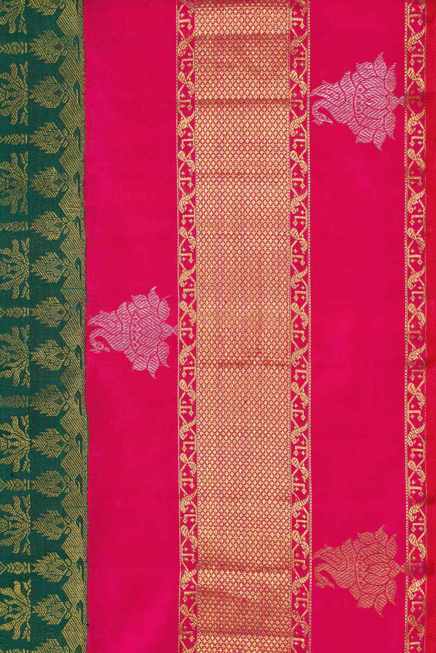 Pure Silk Pure Zari Green Dual Tone Kanjivaram Saree - Image 3