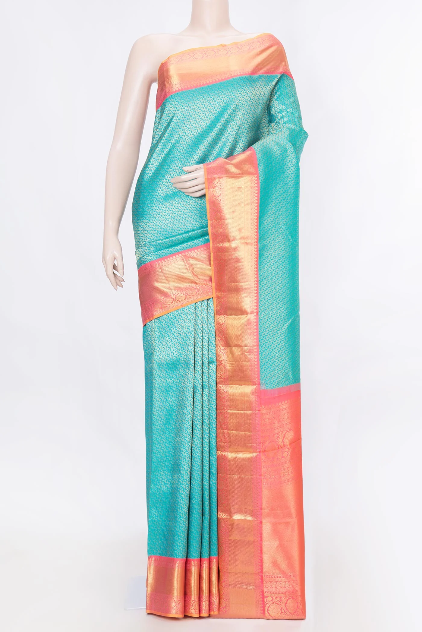 Pure Silk Pure Zari Green Dual Tone Kanjivaram Saree