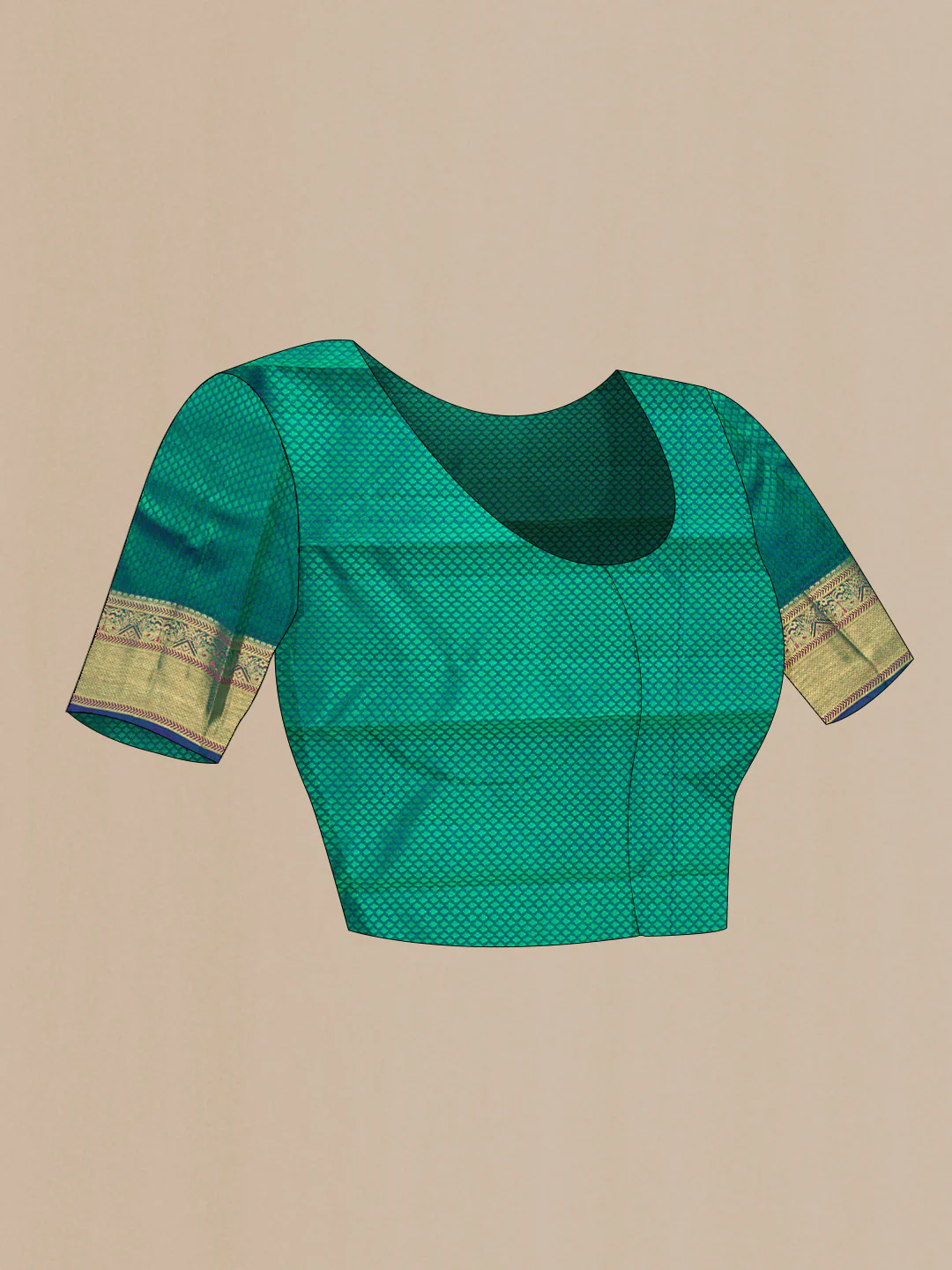 Pure Silk Pure Zari Green Kanchipuram Saree - Image 5