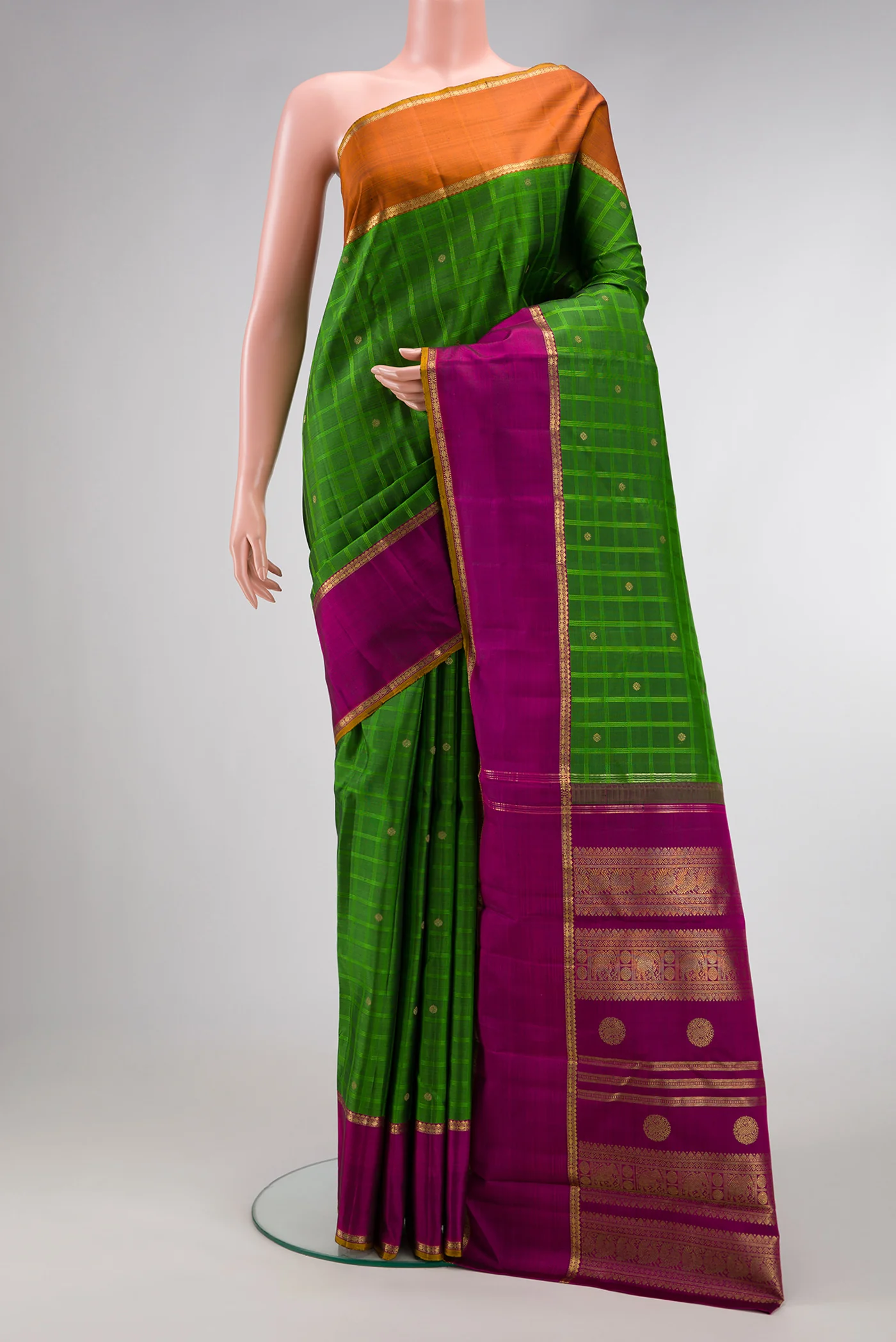 Pure Silk Pure Zari Green Kanchipuram Saree