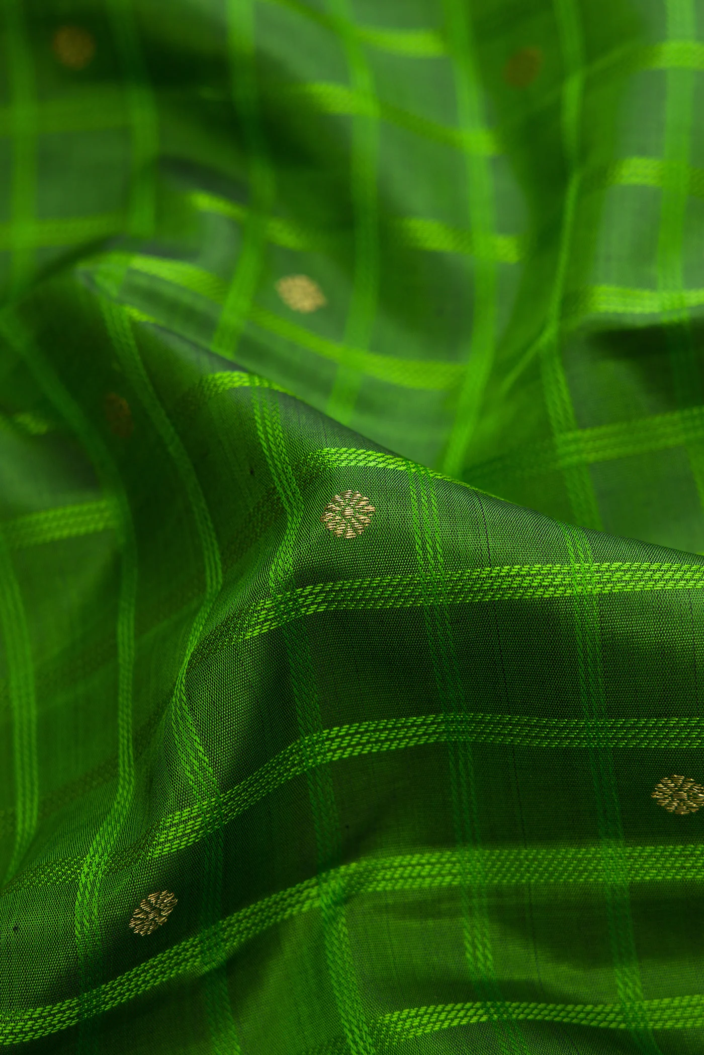 Pure Silk Pure Zari Green Kanchipuram Saree - Image 2