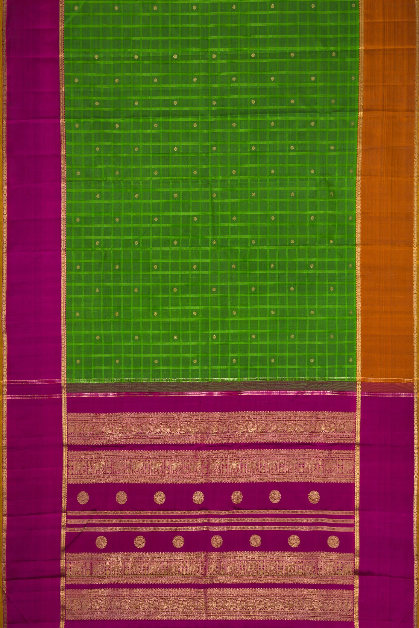 Pure Silk Pure Zari Green Kanchipuram Saree - Image 6