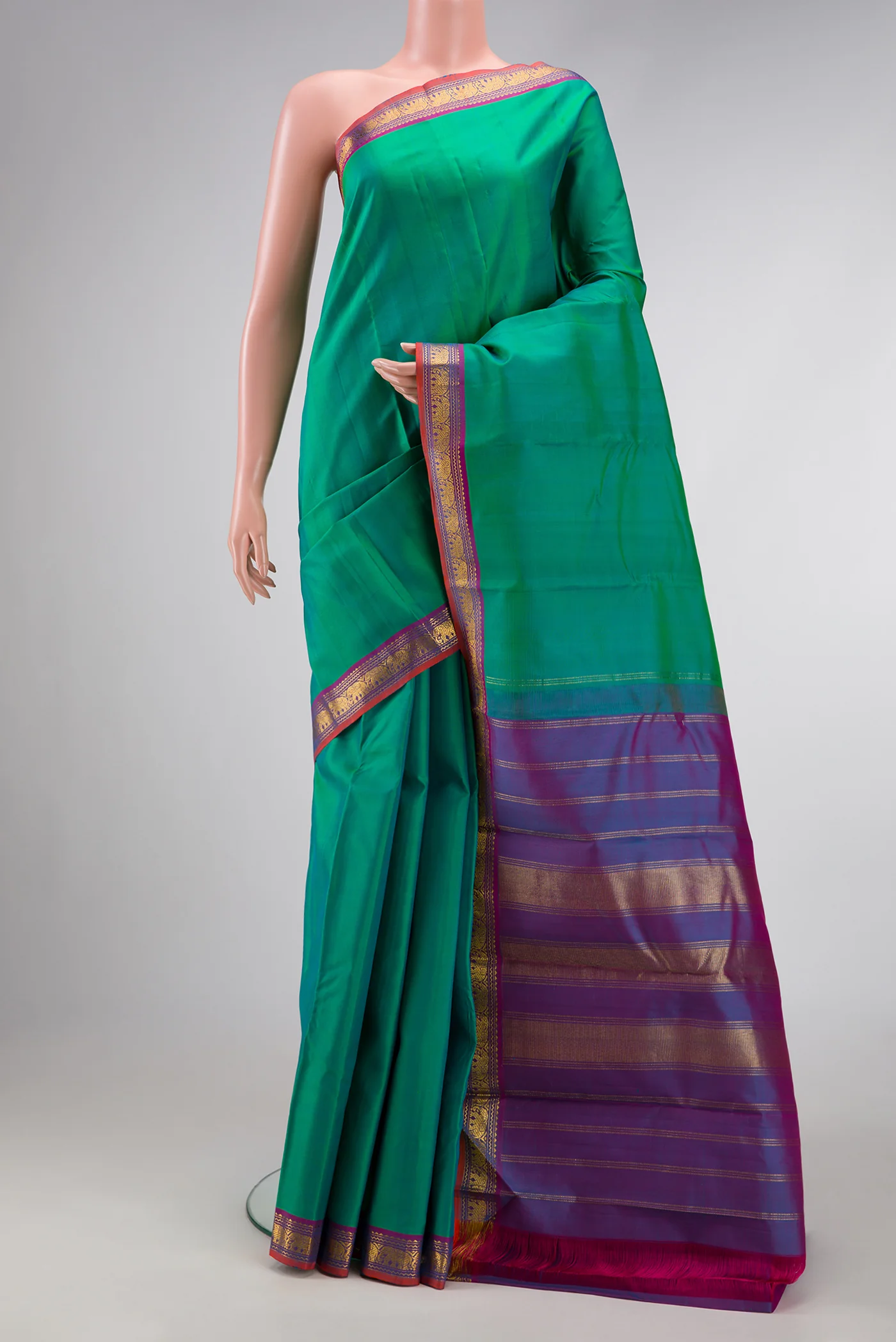 Sea Green Kanchipuram Silk Saree