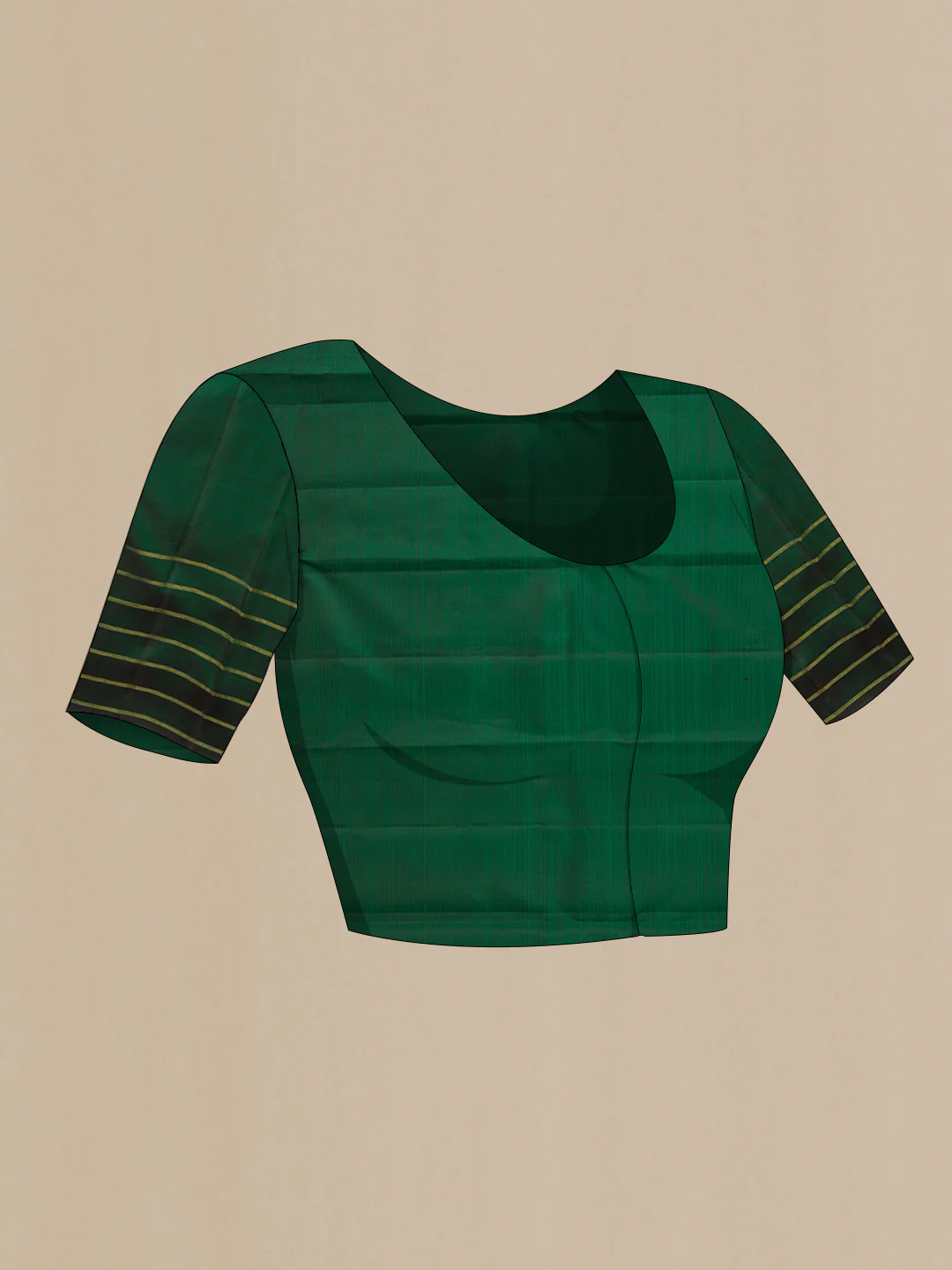 Pure Silk Pure Zari Bottle Green Kanchipuram Saree - Image 5