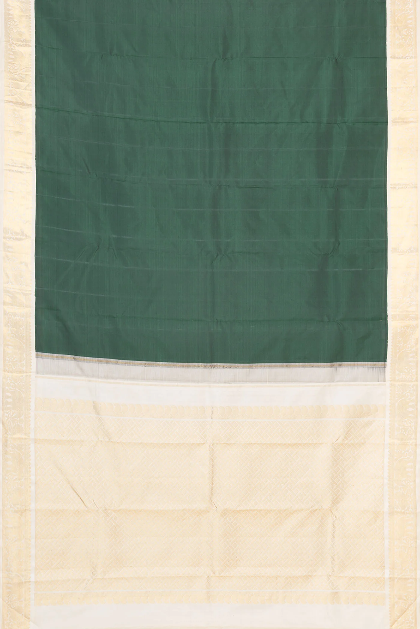 Pure Silk Pure Zari Green Dual Tone Kanjivaram Saree - Image 6