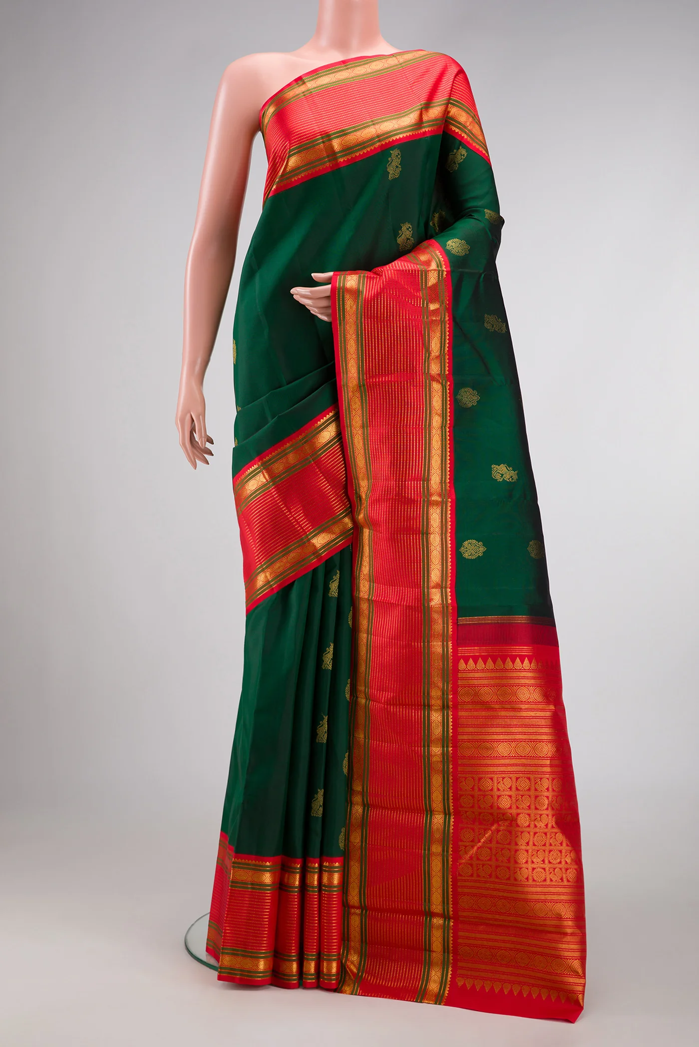 Bottle Green Kanjivaram Silk Saree