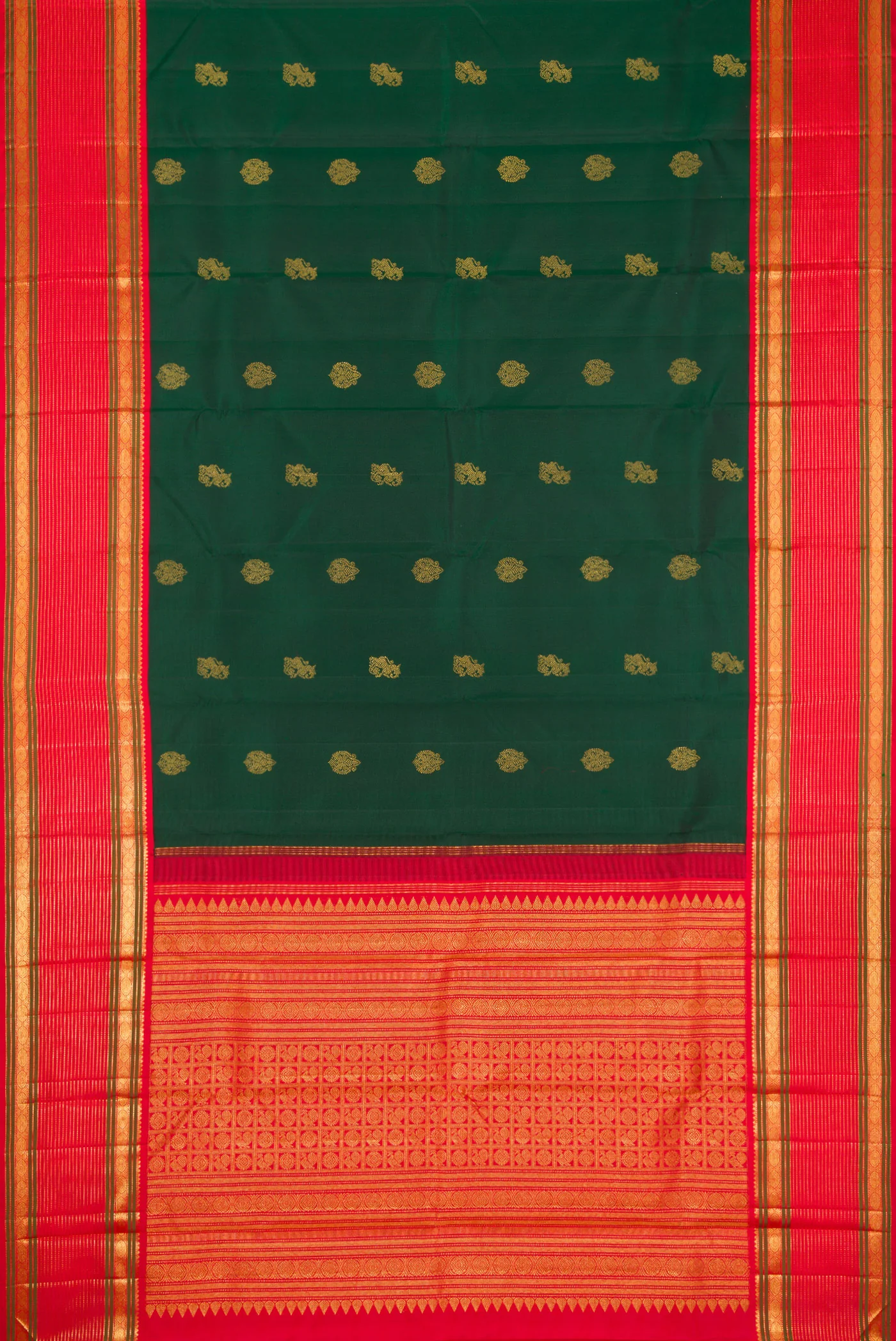 Bottle Green Kanjivaram Silk Saree - Image 6
