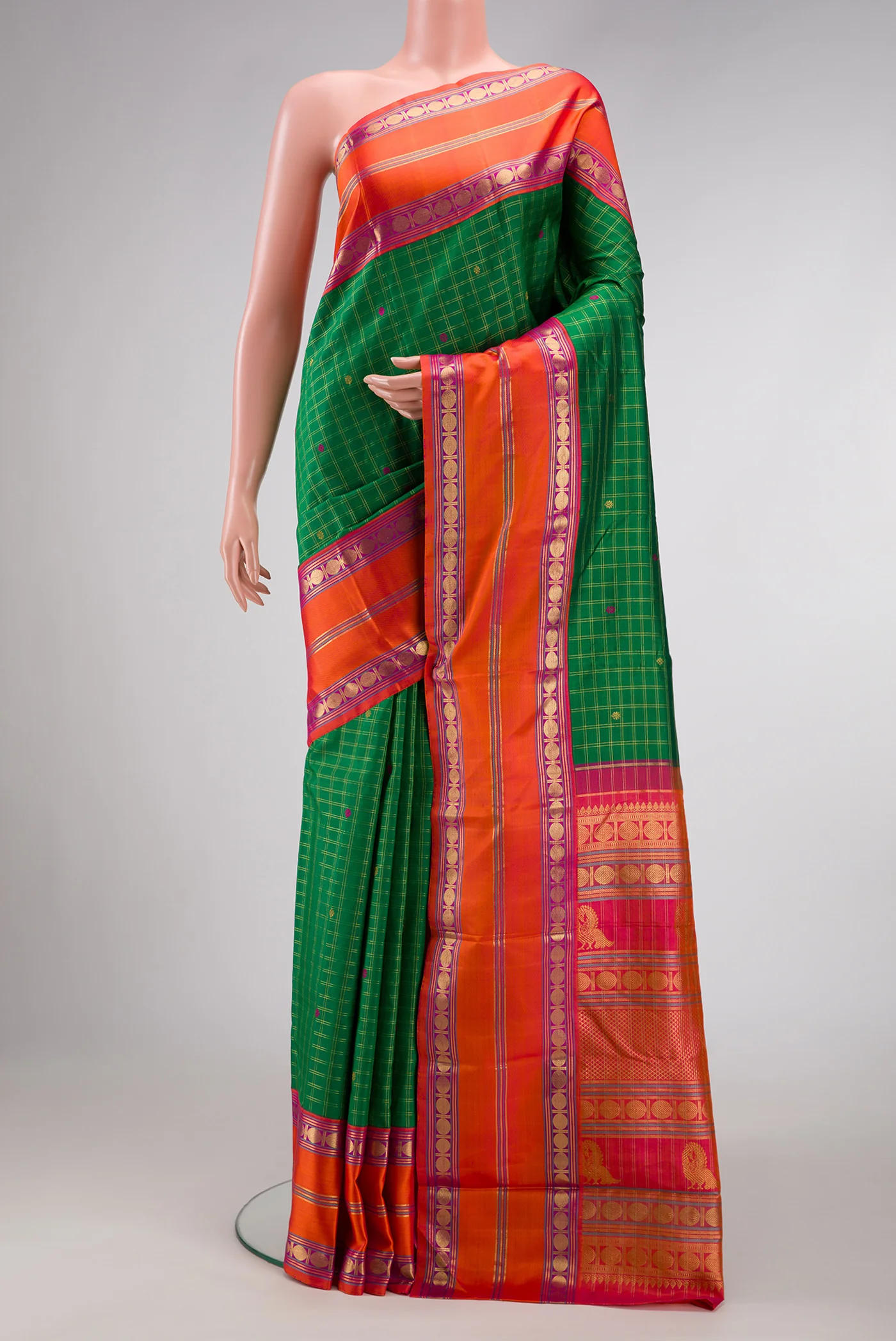 Pure Silk Pure Zari Green Kanjivaram Saree