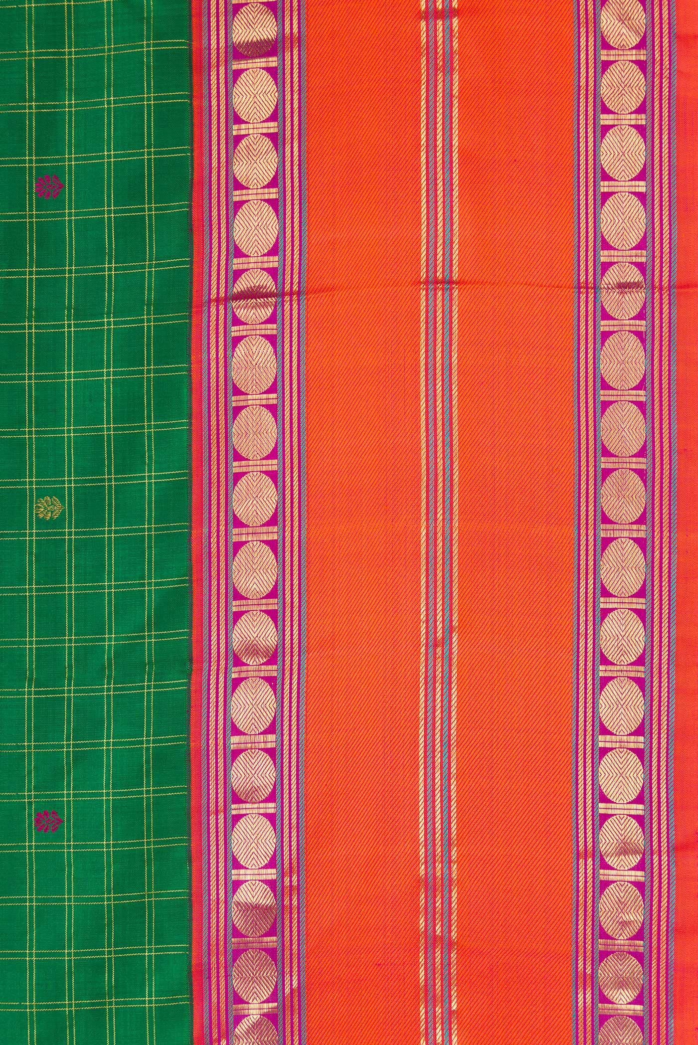 Pure Silk Pure Zari Green Kanjivaram Saree - Image 3