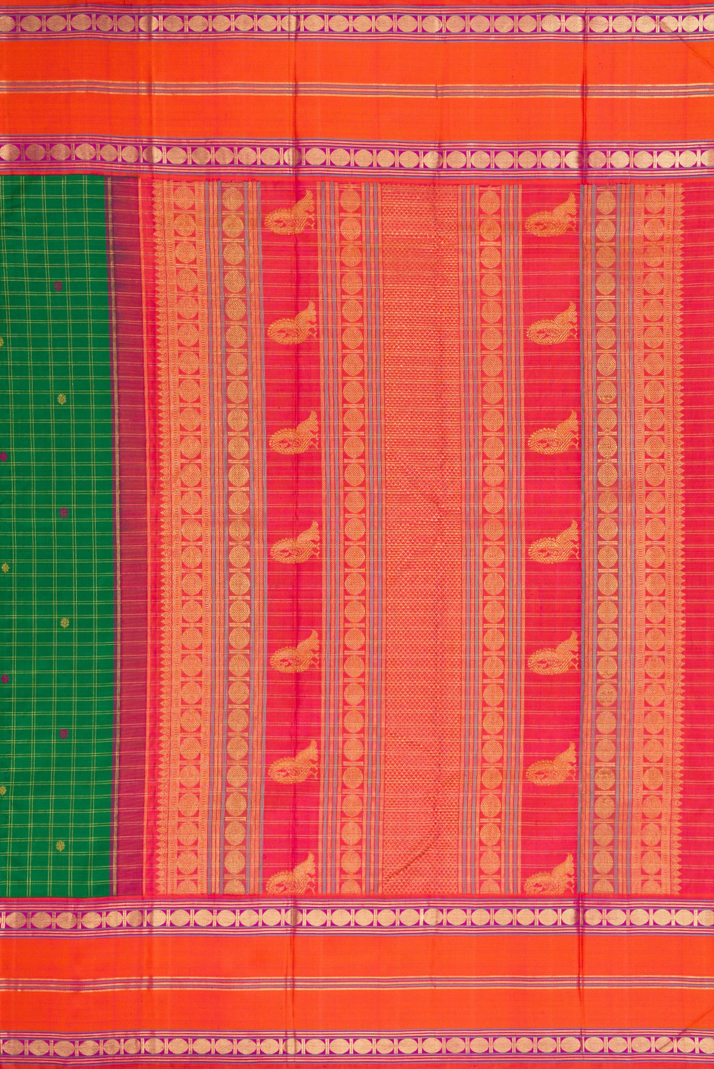 Pure Silk Pure Zari Green Kanjivaram Saree - Image 7