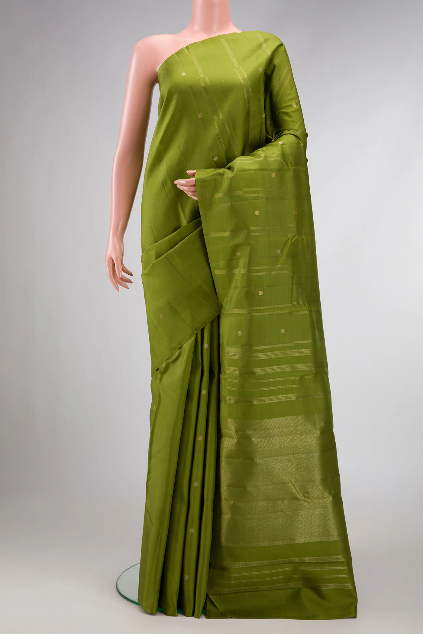 Pure Silk Pure Zari Green Kanjivaram Saree