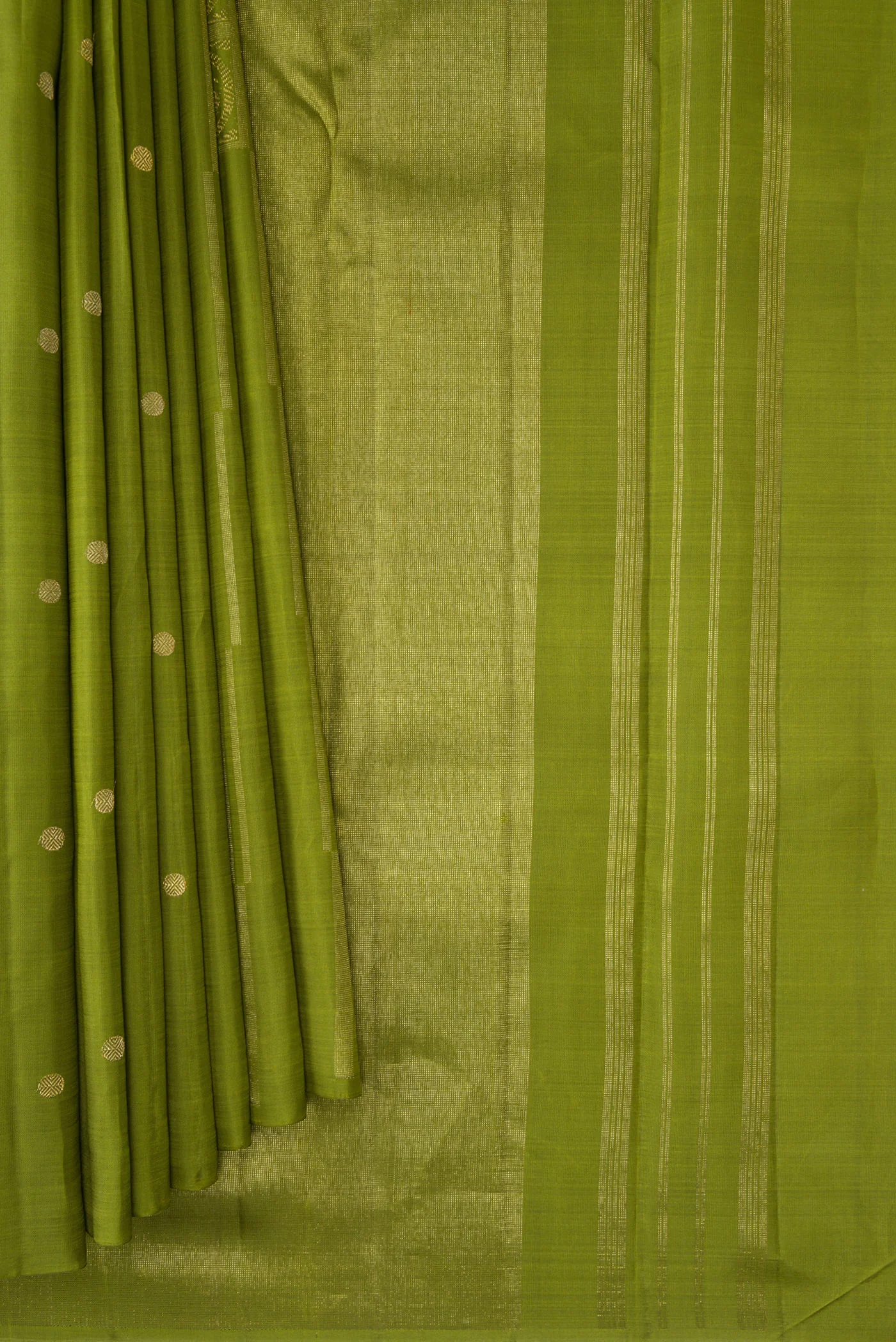 Pure Silk Pure Zari Green Kanjivaram Saree - Image 3