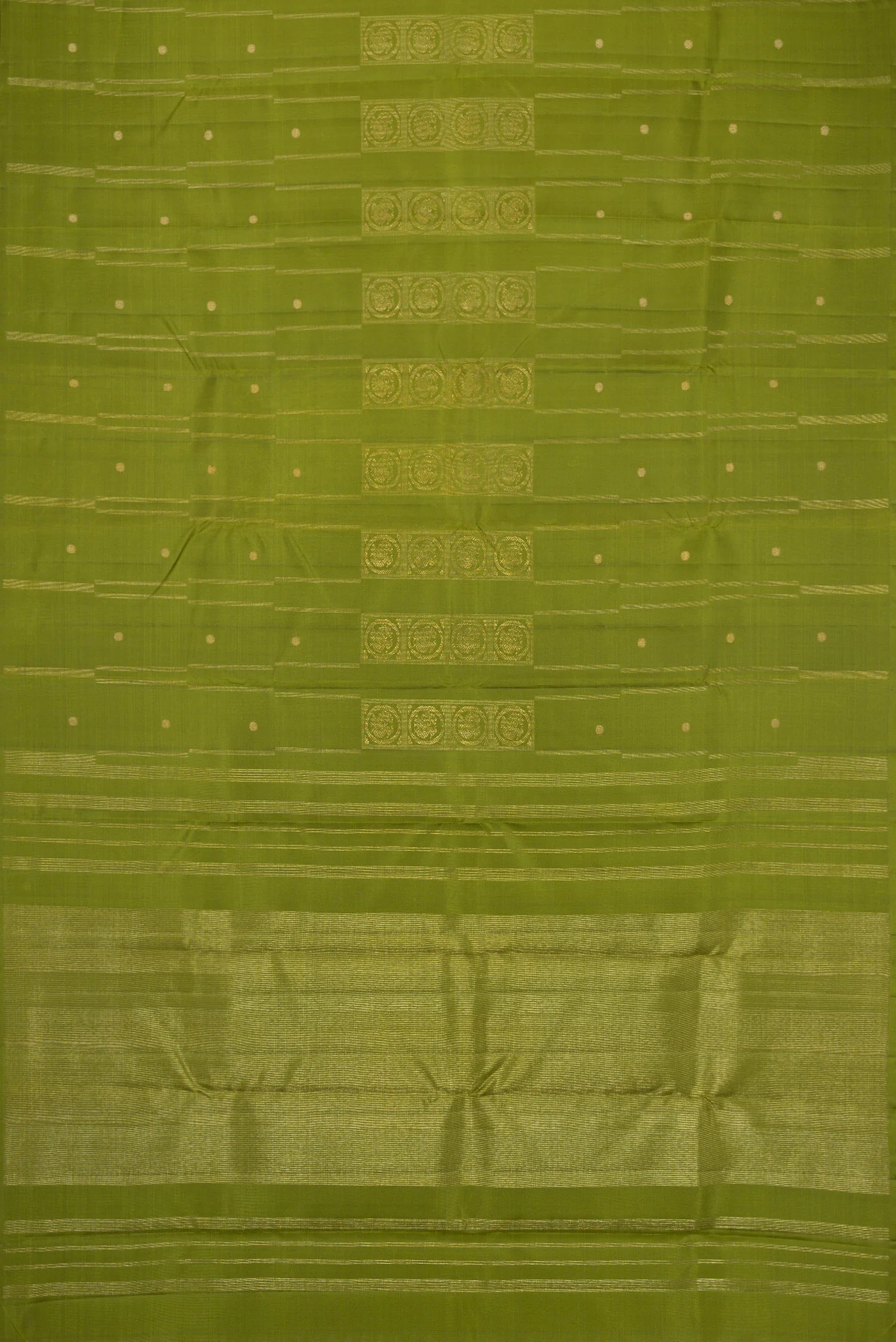 Pure Silk Pure Zari Green Kanjivaram Saree - Image 5