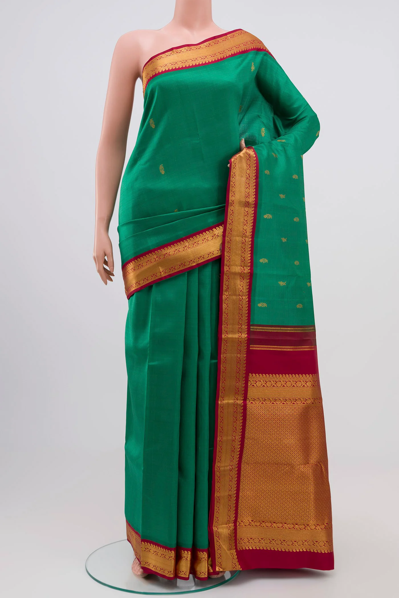 Pure Silk Pure Zari Green Kanchipuram Saree