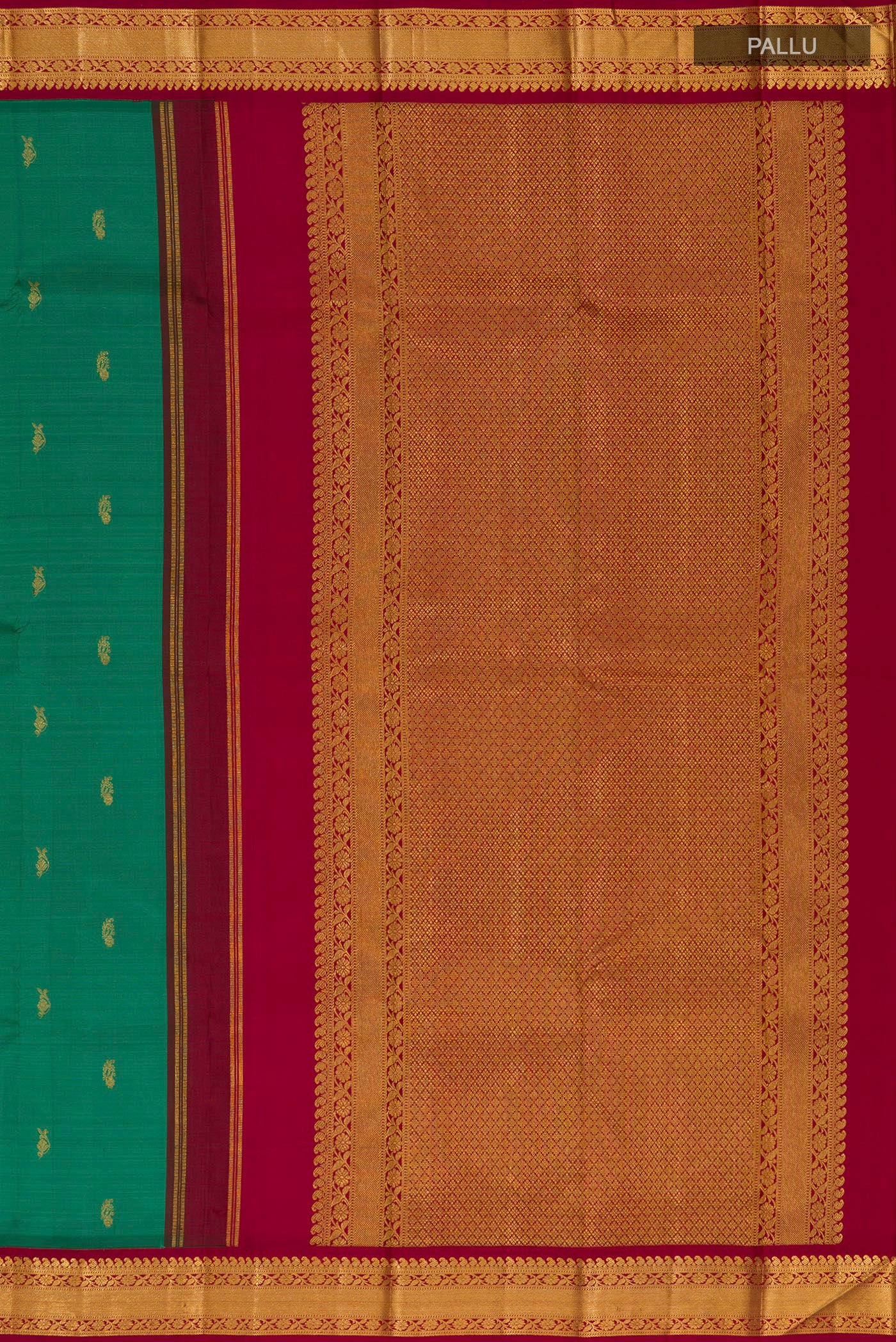 Pure Silk Pure Zari Green Kanchipuram Saree - Image 6