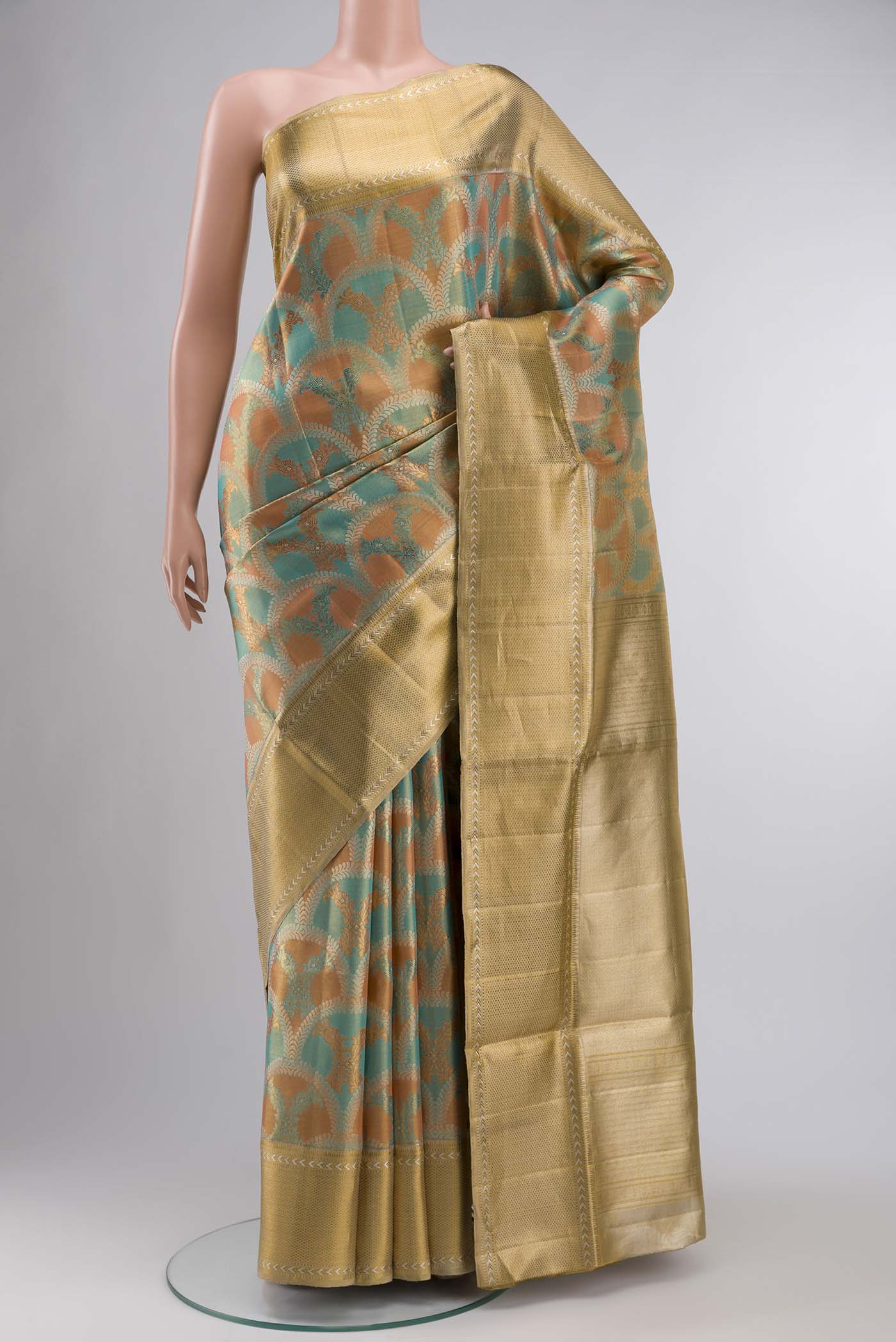 Pure Silk Pure Zari Multi Color Kanjivaram Tissue Saree