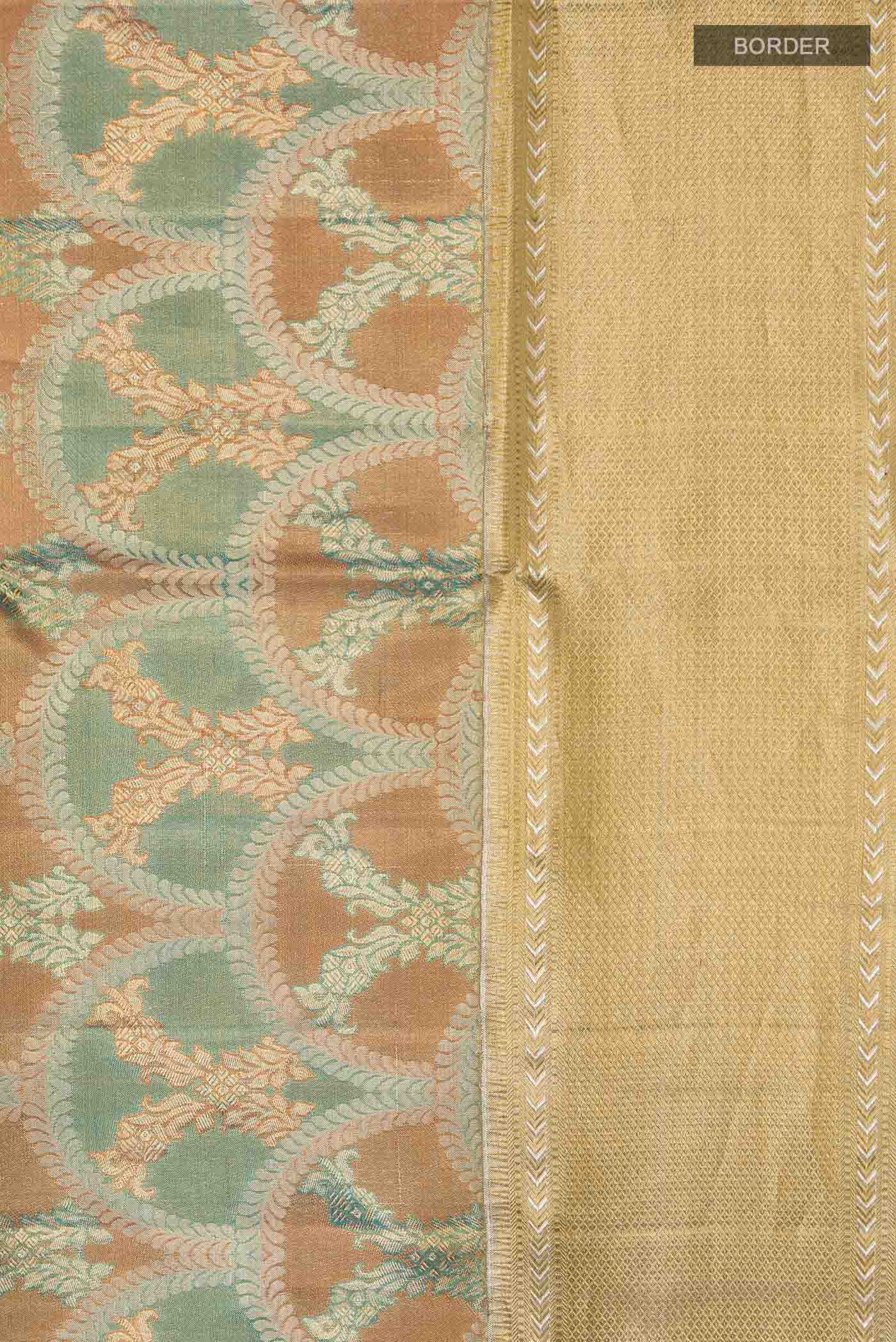 Pure Silk Pure Zari Multi Color Kanjivaram Tissue Saree - Image 3