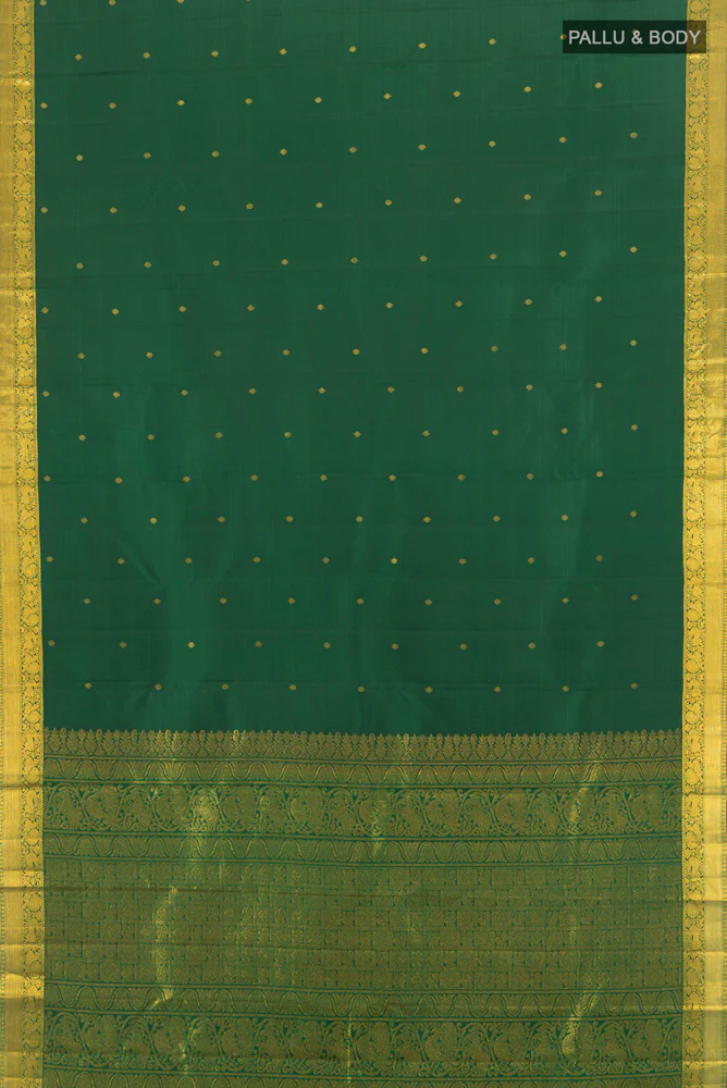 Bottle Green Kanjivaram Silk Saree - Image 5