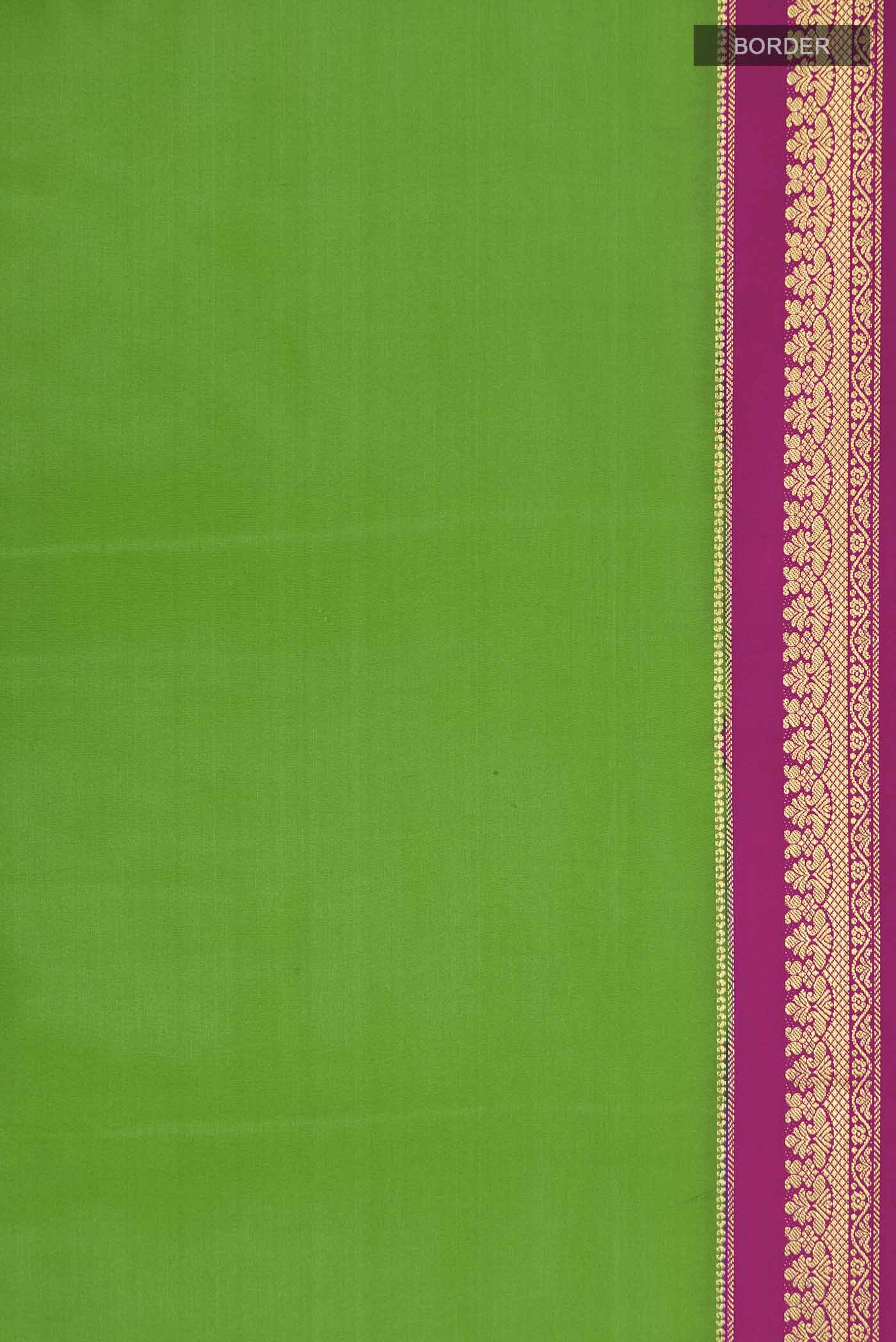 Pure Silk Pure Zari Green Mysore Saree - Image 3