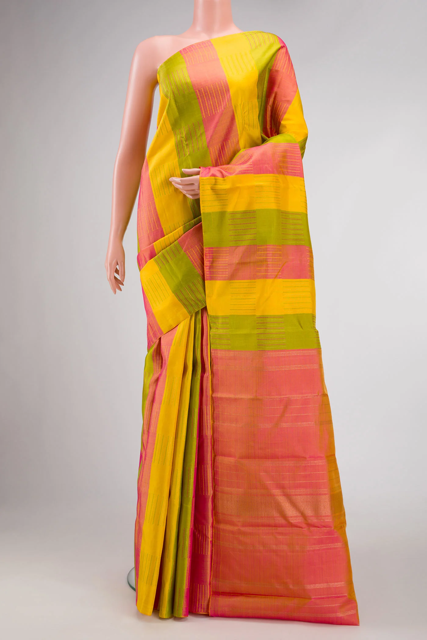 Pure Silk Pure Zari Multi Color Kanchipuram Saree