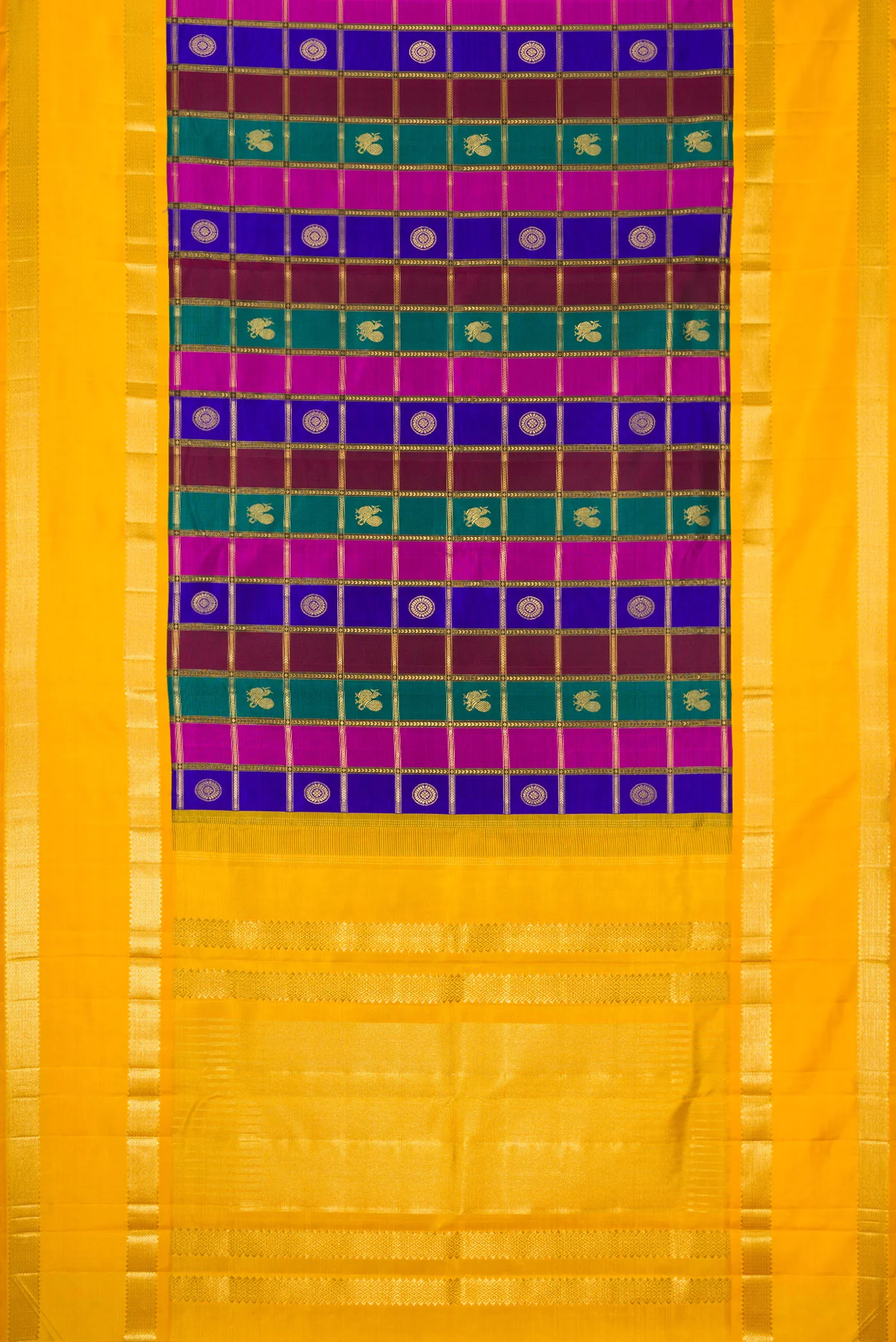 Pure Silk Pure Zari Multi Color Kanjivaram Saree - Image 6