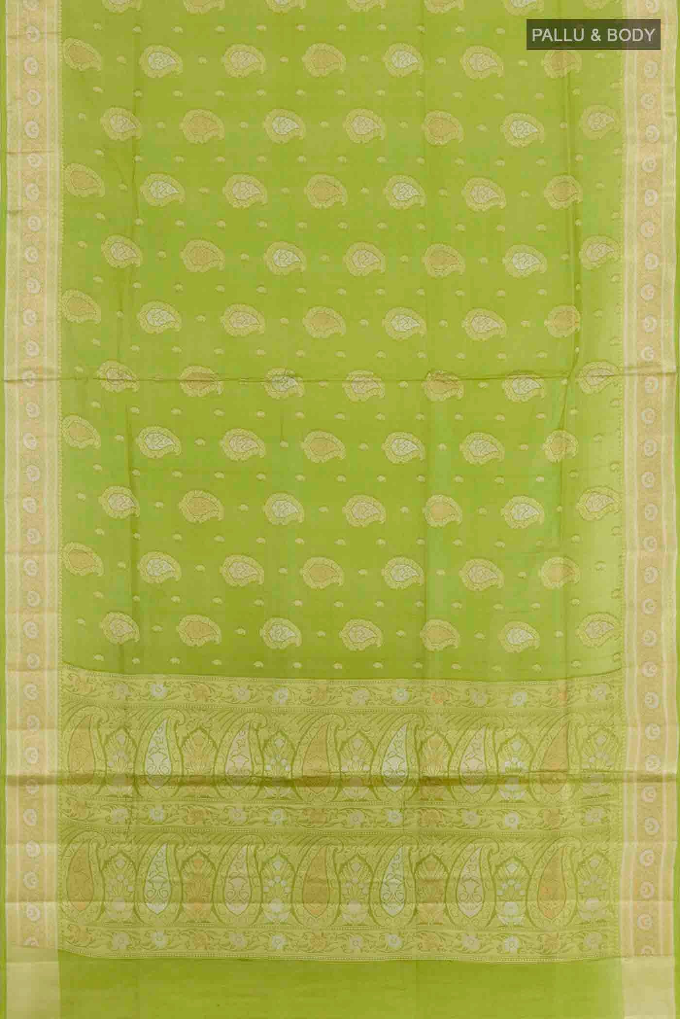 Green Banarasi Tussar Silk Saree - Image 3