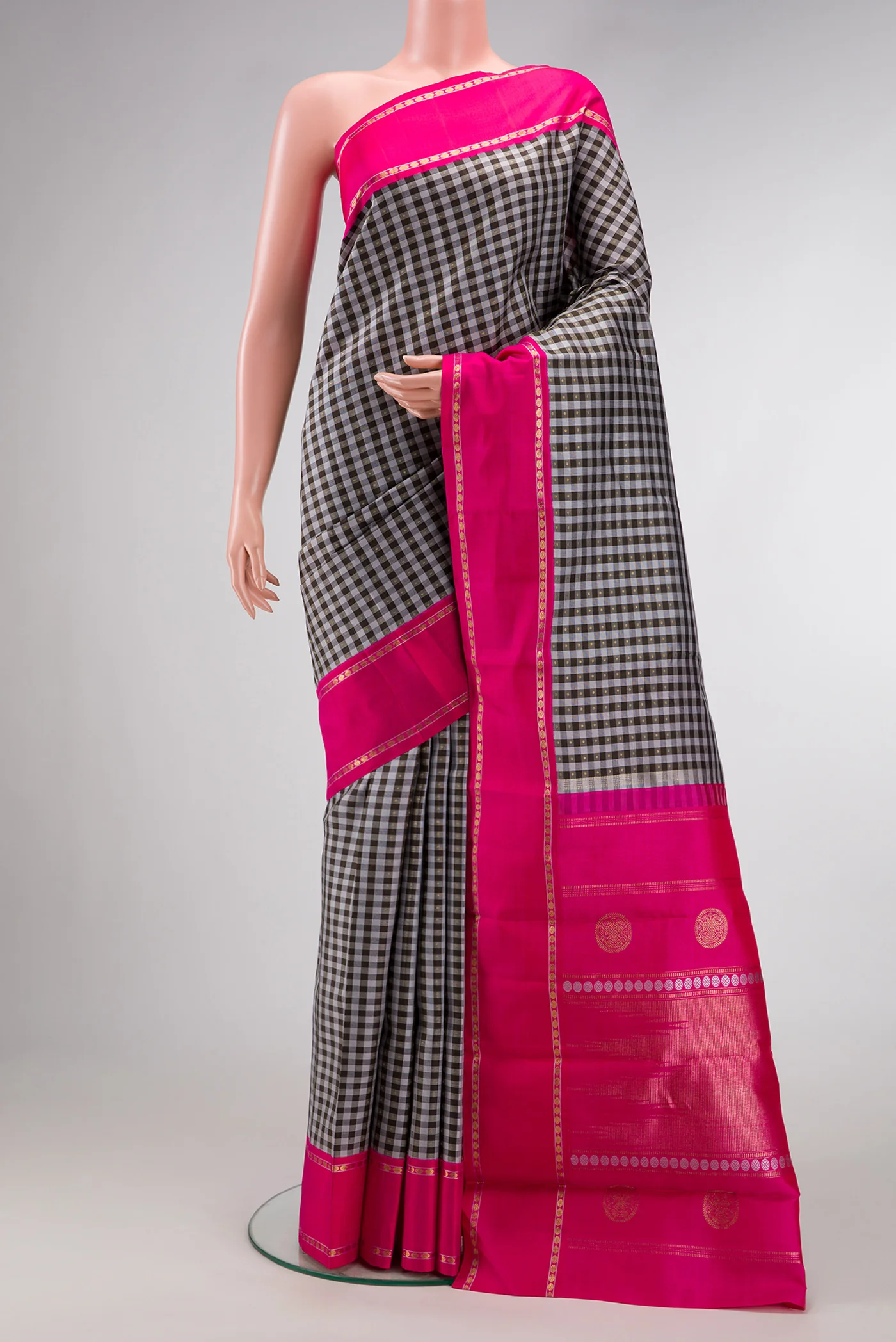 Pure Silk Pure Zari Grey Kanjivaram Saree