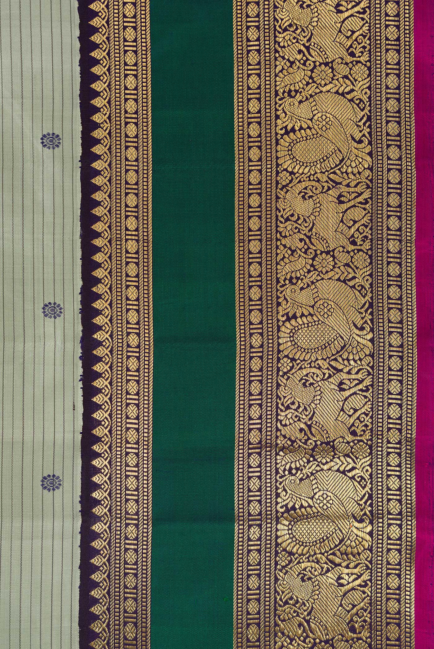Pure Silk Pure Zari Grey Kanjivaram Saree - Image 3