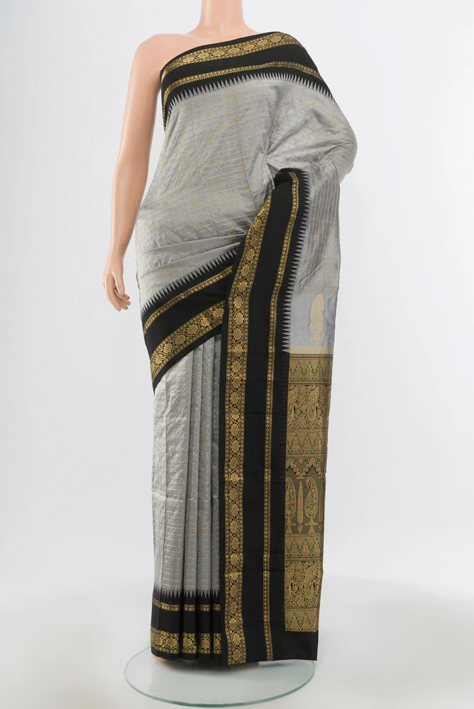 Grey Narayanpet Silk Saree
