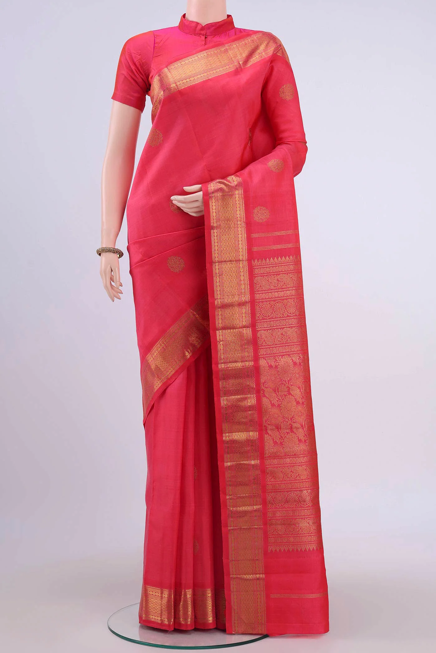 Pure Silk Pure Zari Imperial Red Kanchipuram Saree