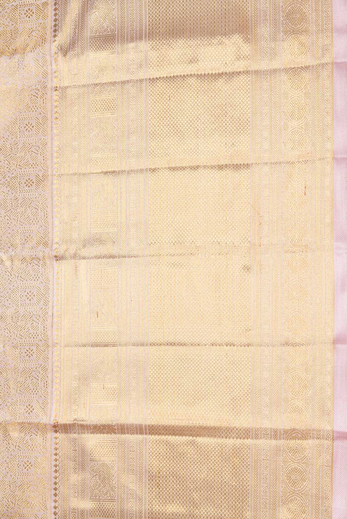Pure Silk Pure Zari Lavender Dual Tone Kanjivaram Saree - Image 3