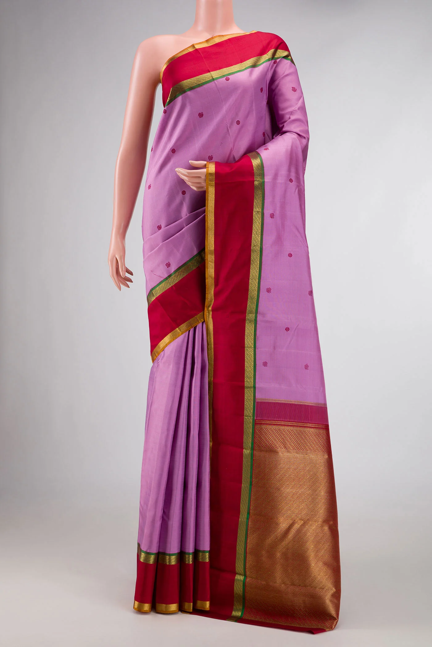 Pure Silk Pure Zari Lavender Dual Tone Kanchipuram Saree