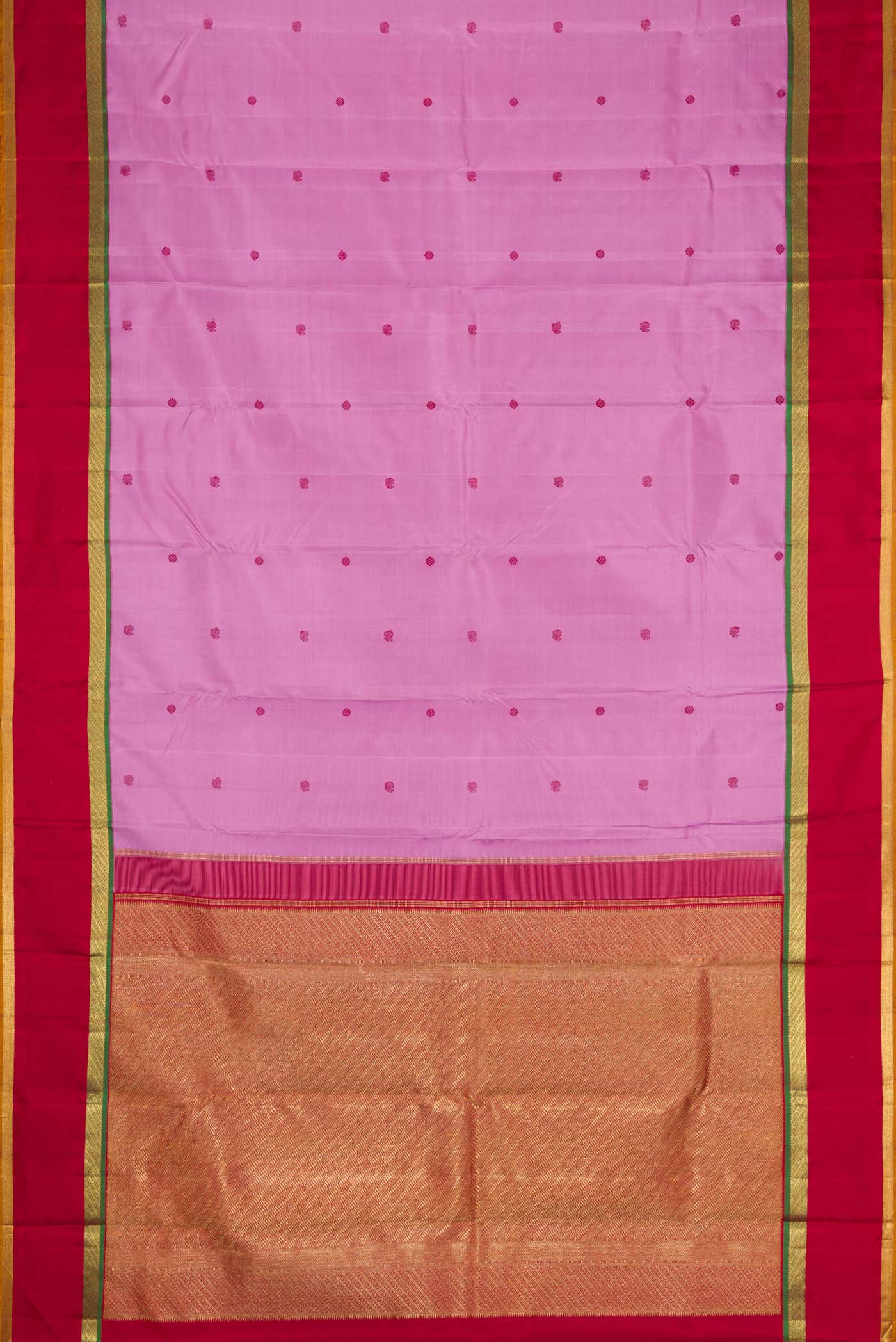 Pure Silk Pure Zari Lavender Dual Tone Kanchipuram Saree - Image 6