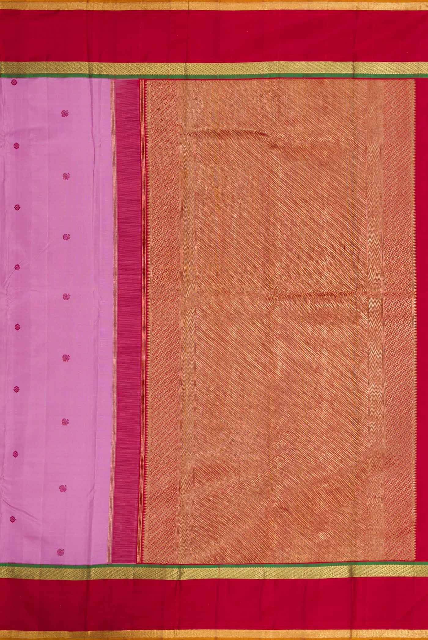 Pure Silk Pure Zari Lavender Dual Tone Kanchipuram Saree - Image 7