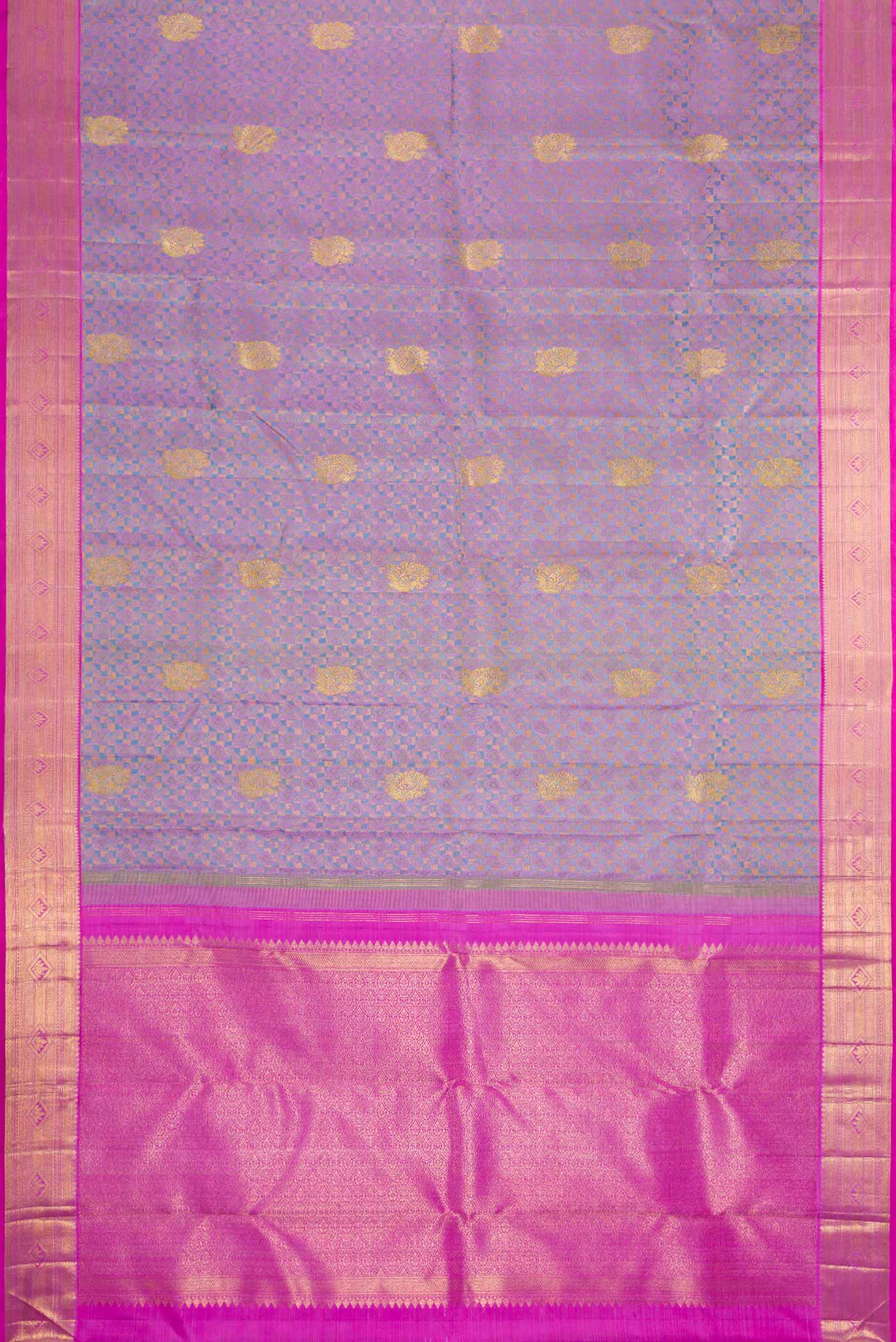 Pure Silk Pure Zari Lavender Kanchipuram Saree - Image 6