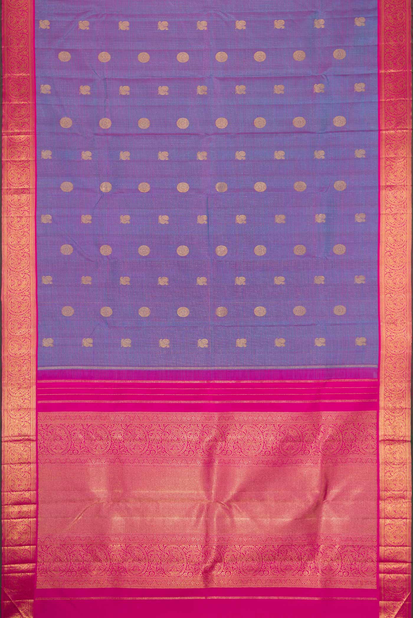 Pure Silk Pure Zari Lavender Dual Tone Kanjivaram Saree - Image 6