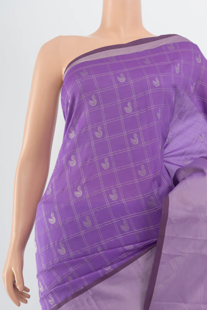 Lavender Silk Cotton Saree - Image 2