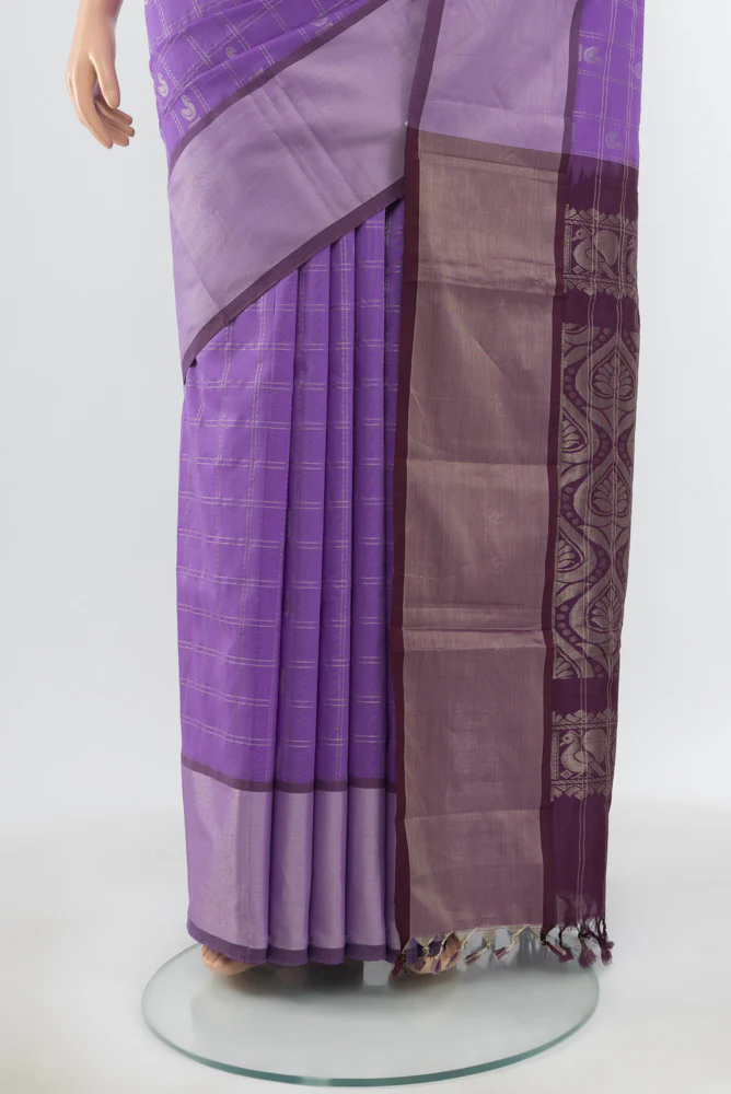 Lavender Silk Cotton Saree - Image 3